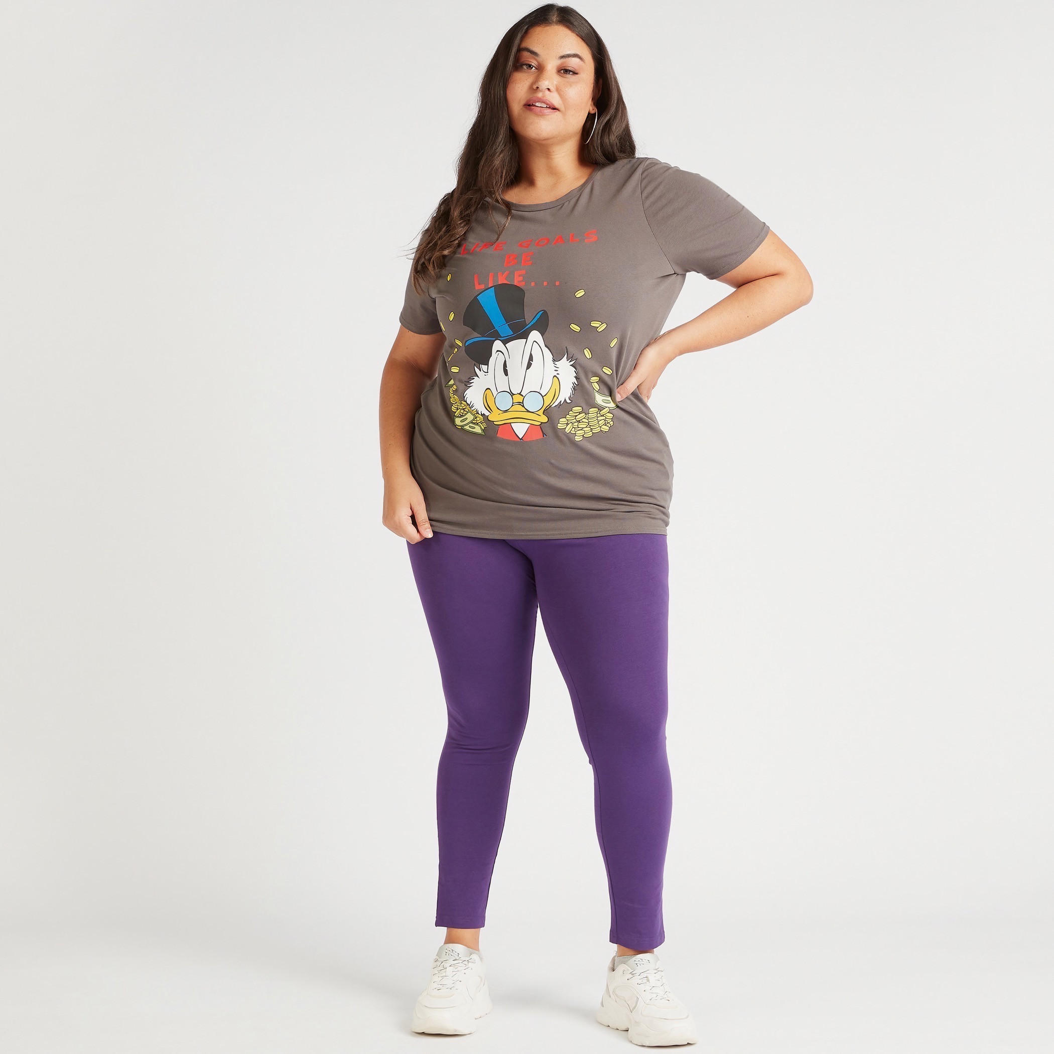 Scrooge McDuck Print Round Neck T-shirt with Short Sleeves-women-clothing-tshirts-image-2