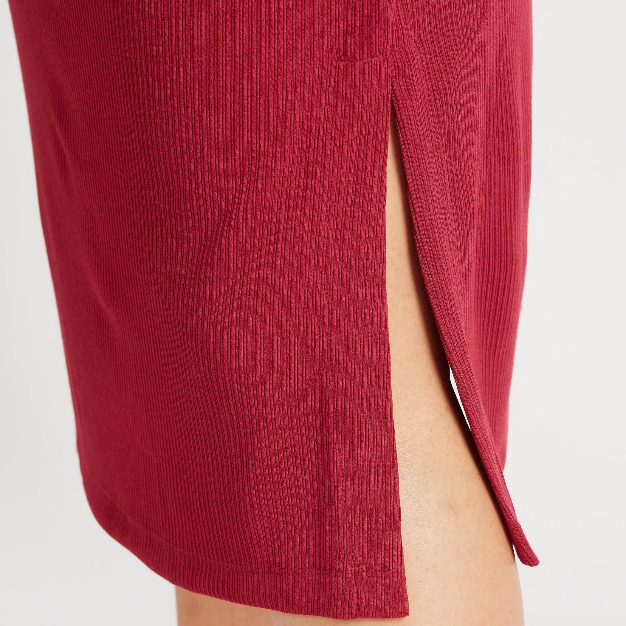 فستان ميدي بارز الملمس بياقة عالية وأكمام طويلة وحزام-women-clothing-dresses-image-5