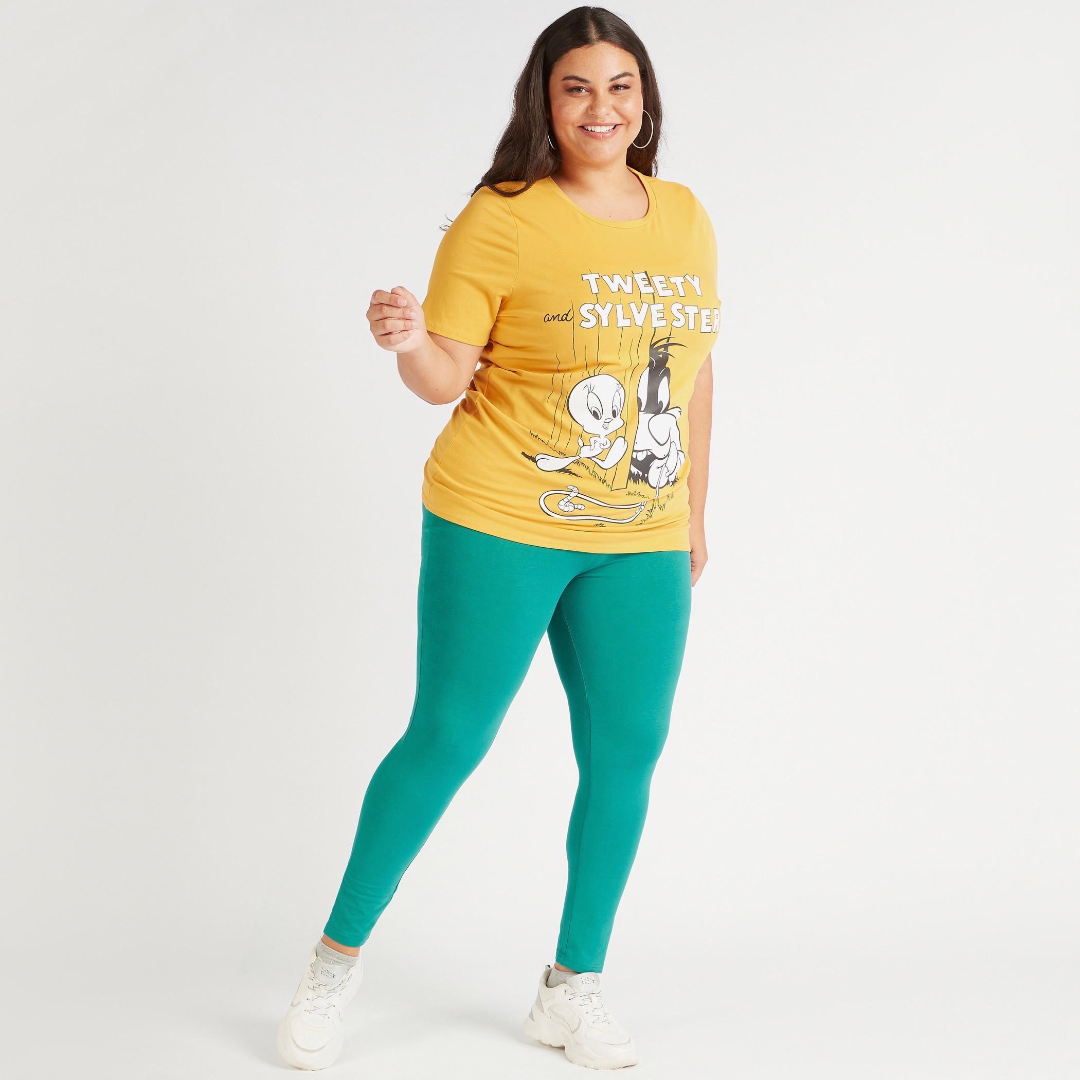 بنطلون ليقنز سادة بطول كامل وخصر مطّاطي-women-clothing-bottoms-leggings-image-3