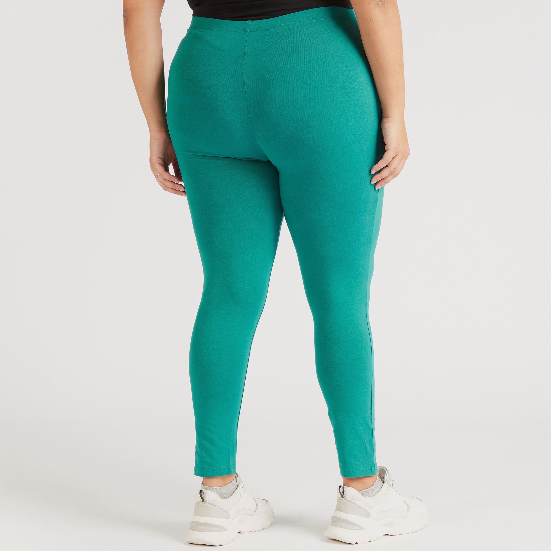 بنطلون ليقنز سادة بطول كامل وخصر مطّاطي-women-clothing-bottoms-leggings-image-1