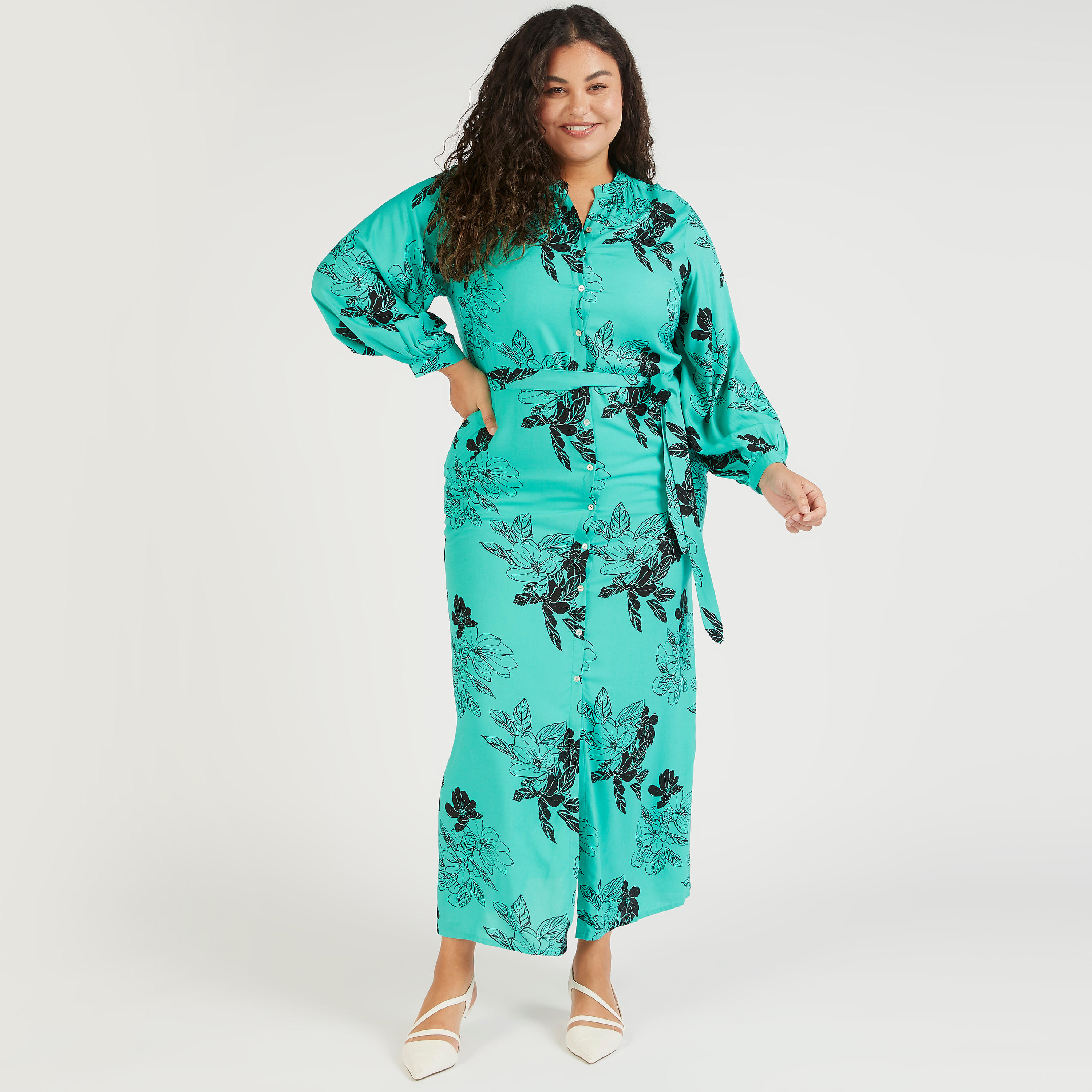 فستان قميص طويل بطبعات أزهار وحزام وجيوب-women-clothing-dresses-image-1