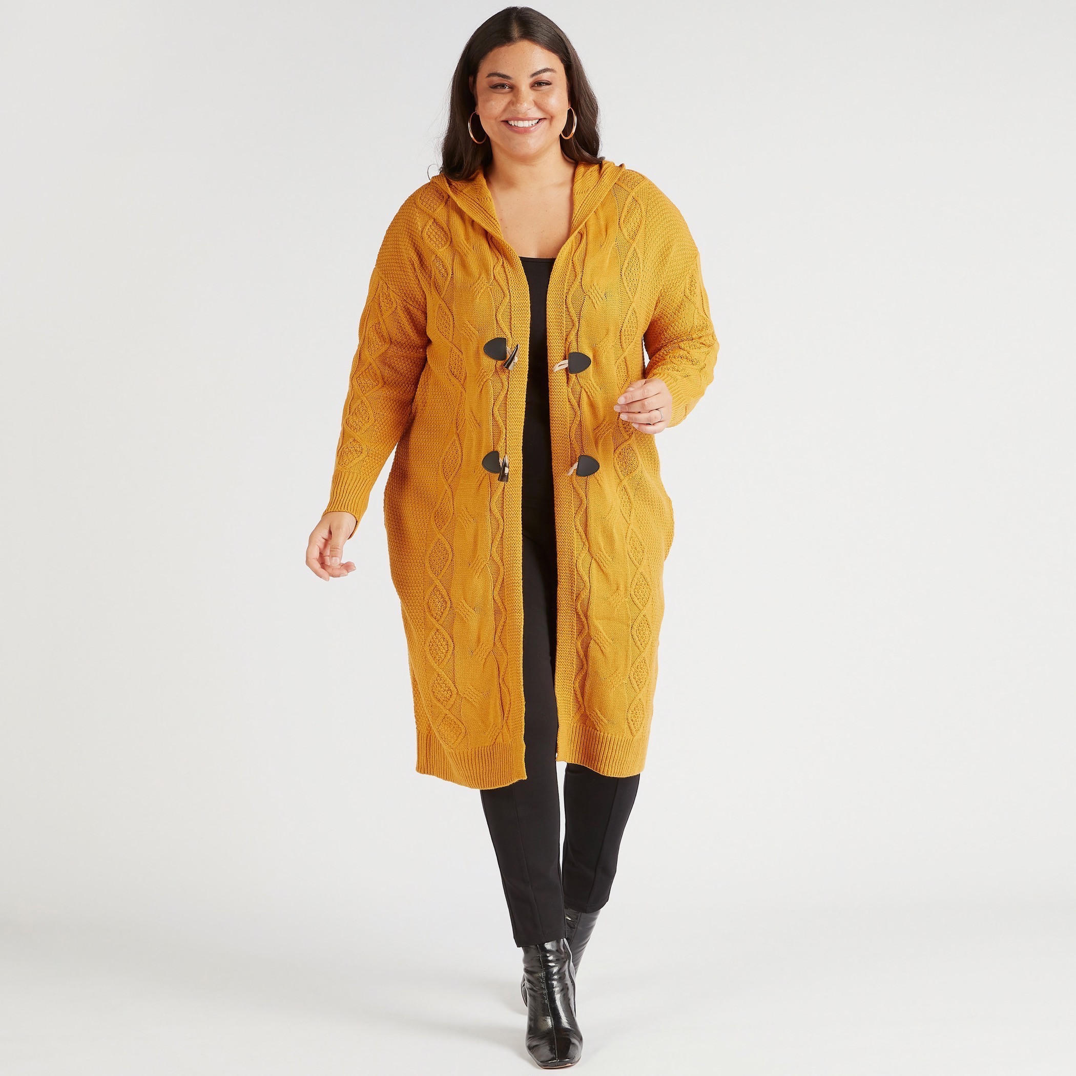 كارديجان بغرز متداخلة وقبّعة وأربطة متداخلة-women-winterwear-cardigansandjumpers-cardigans-image-2