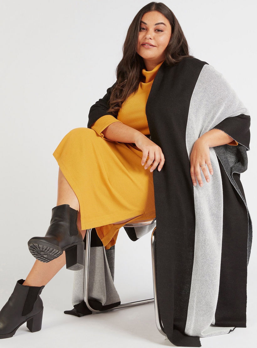 Dual-Tone Textured Kimono with 3/4 Sleeves-women-clothing-shirtsandblouses-blouses-image-1