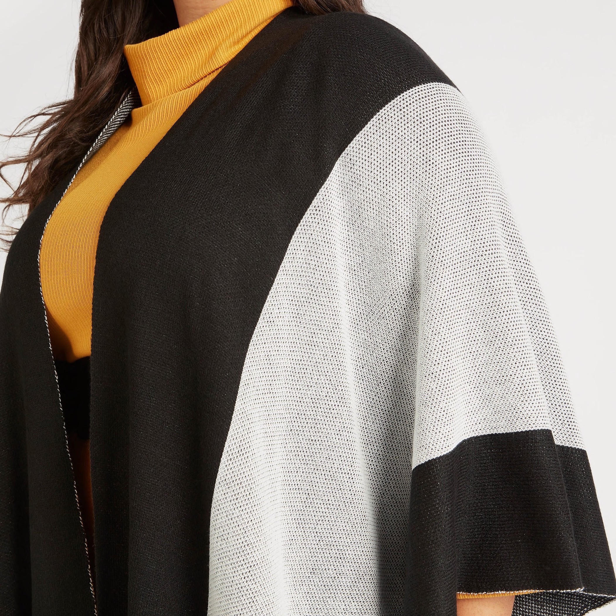 كيمونو بارز الملمس بلونين وأكمام 3/4-women-clothing-shirtsandblouses-blouses-image-3