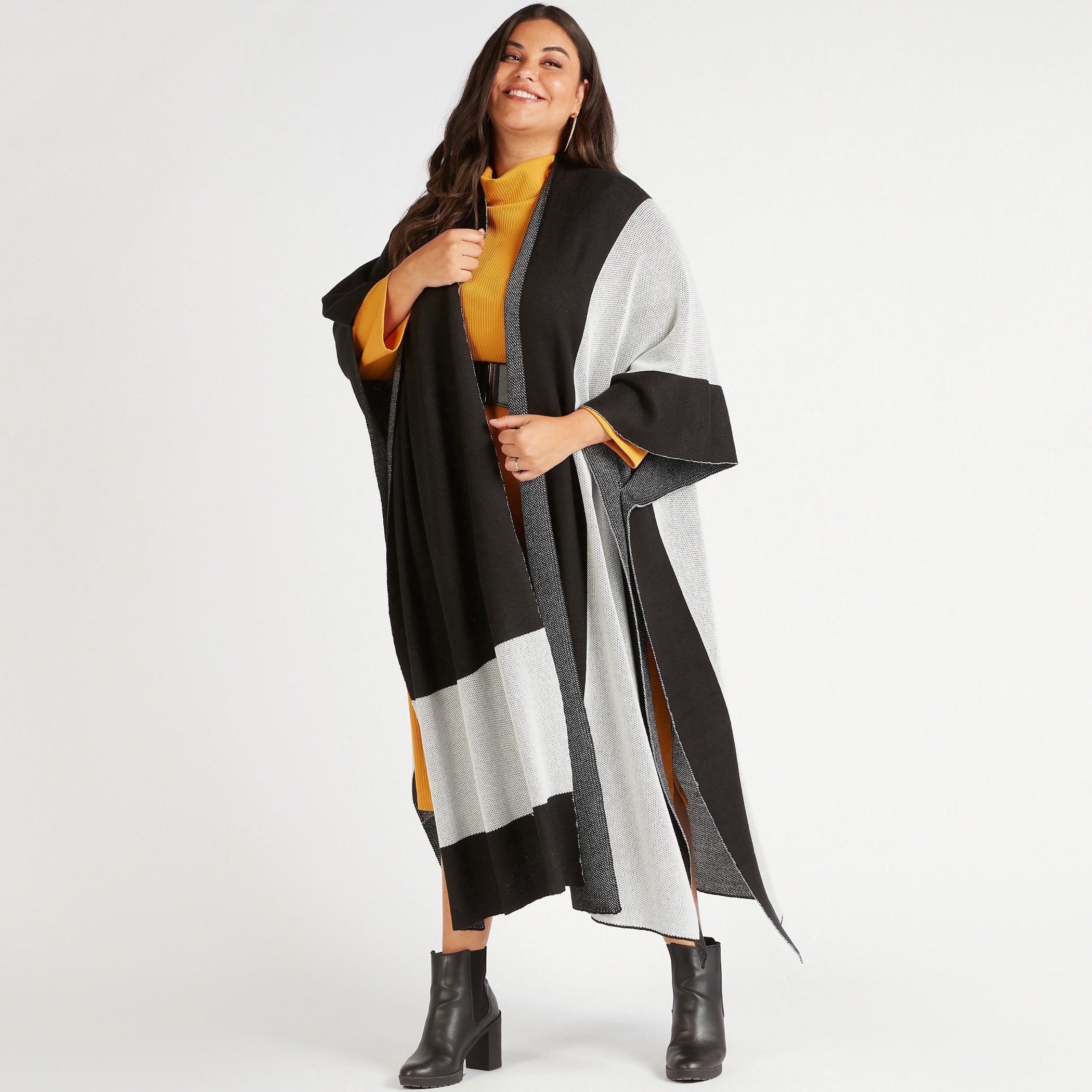 Dual-Tone Textured Kimono with 3/4 Sleeves-women-clothing-shirtsandblouses-blouses-image-6