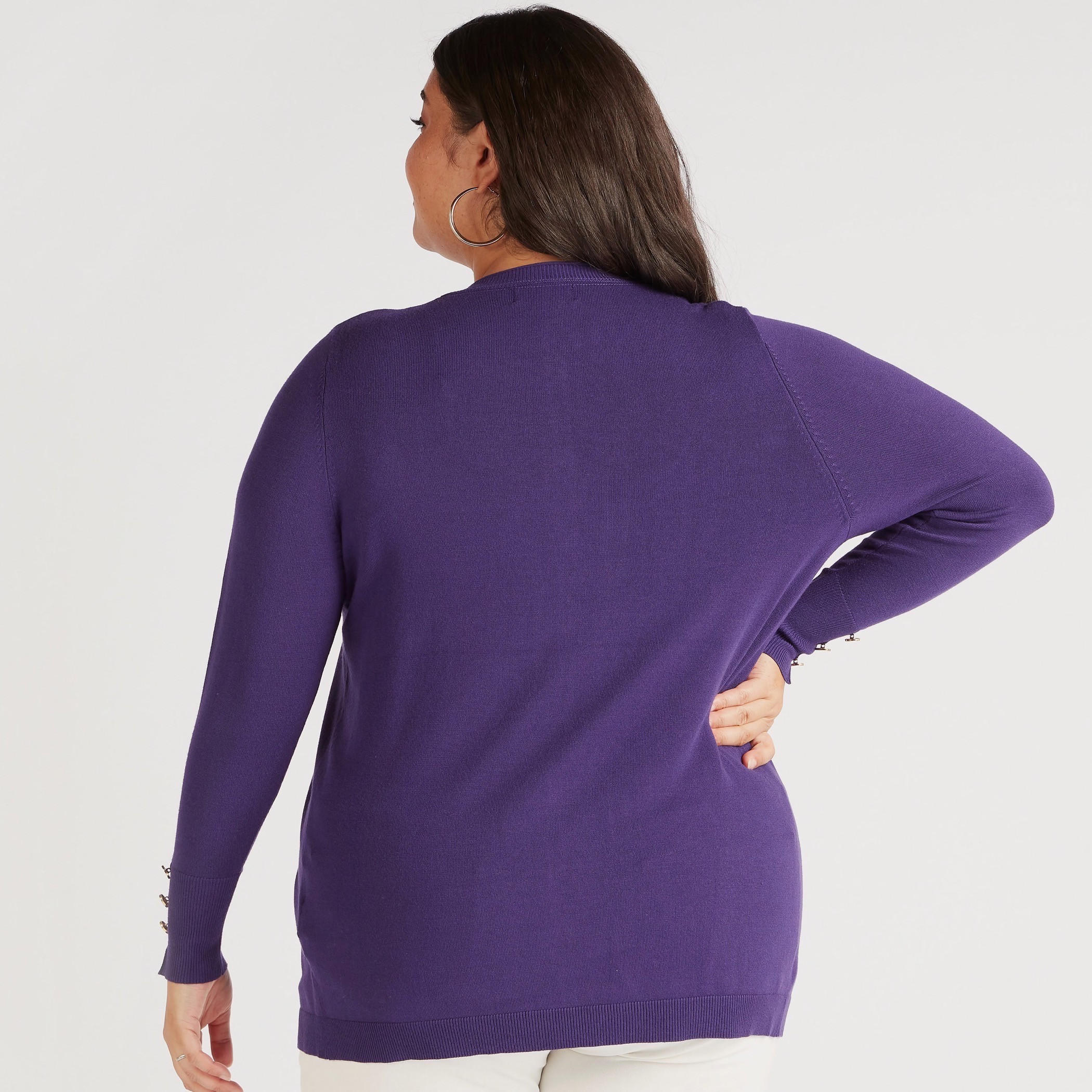 Solid Cardigan with Long Sleeves and Button Closure-women-winterwear-cardigansandjumpers-cardigans-image-4
