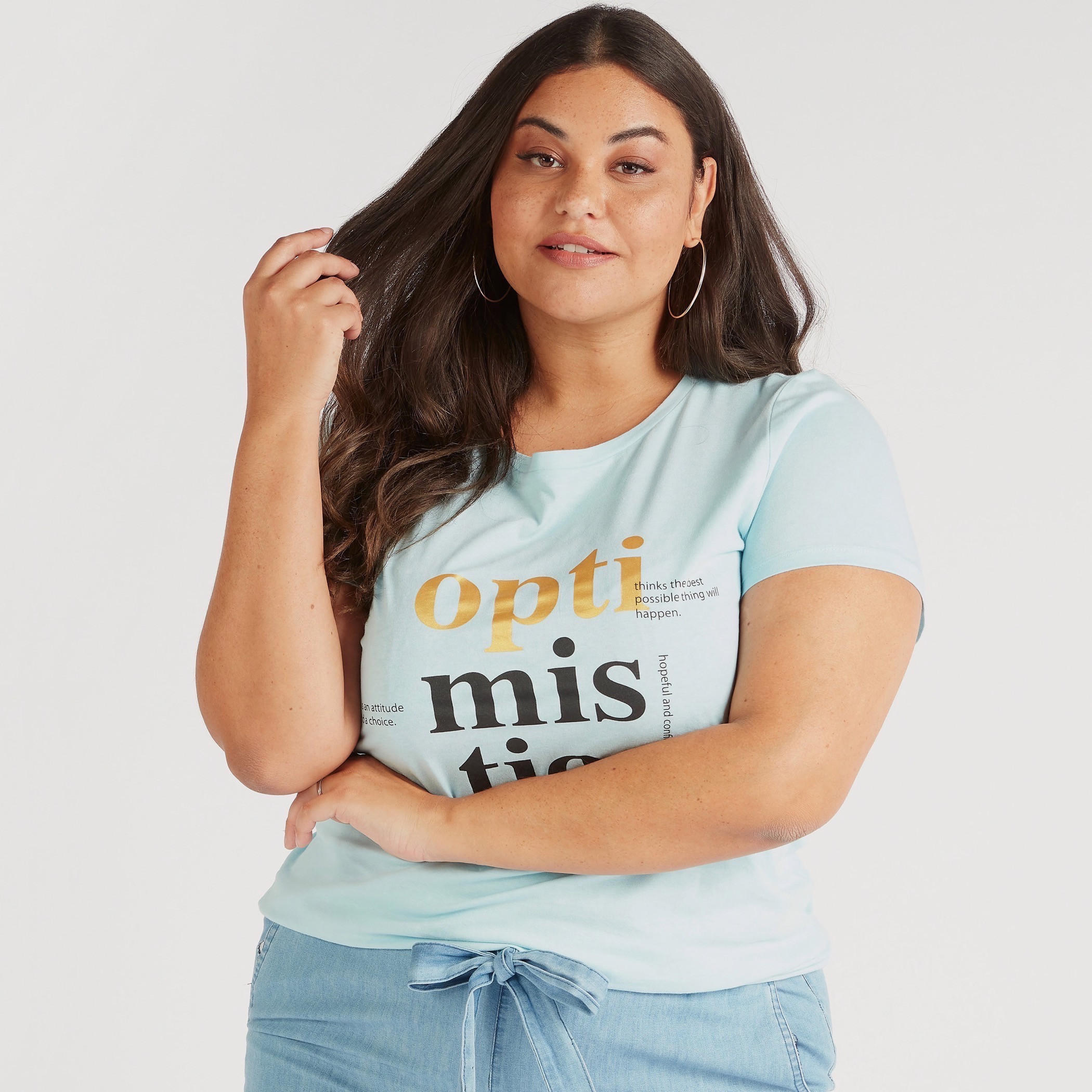 Printed Round Neck T-shirt with Short Sleeves-women-clothing-tshirts-image-1