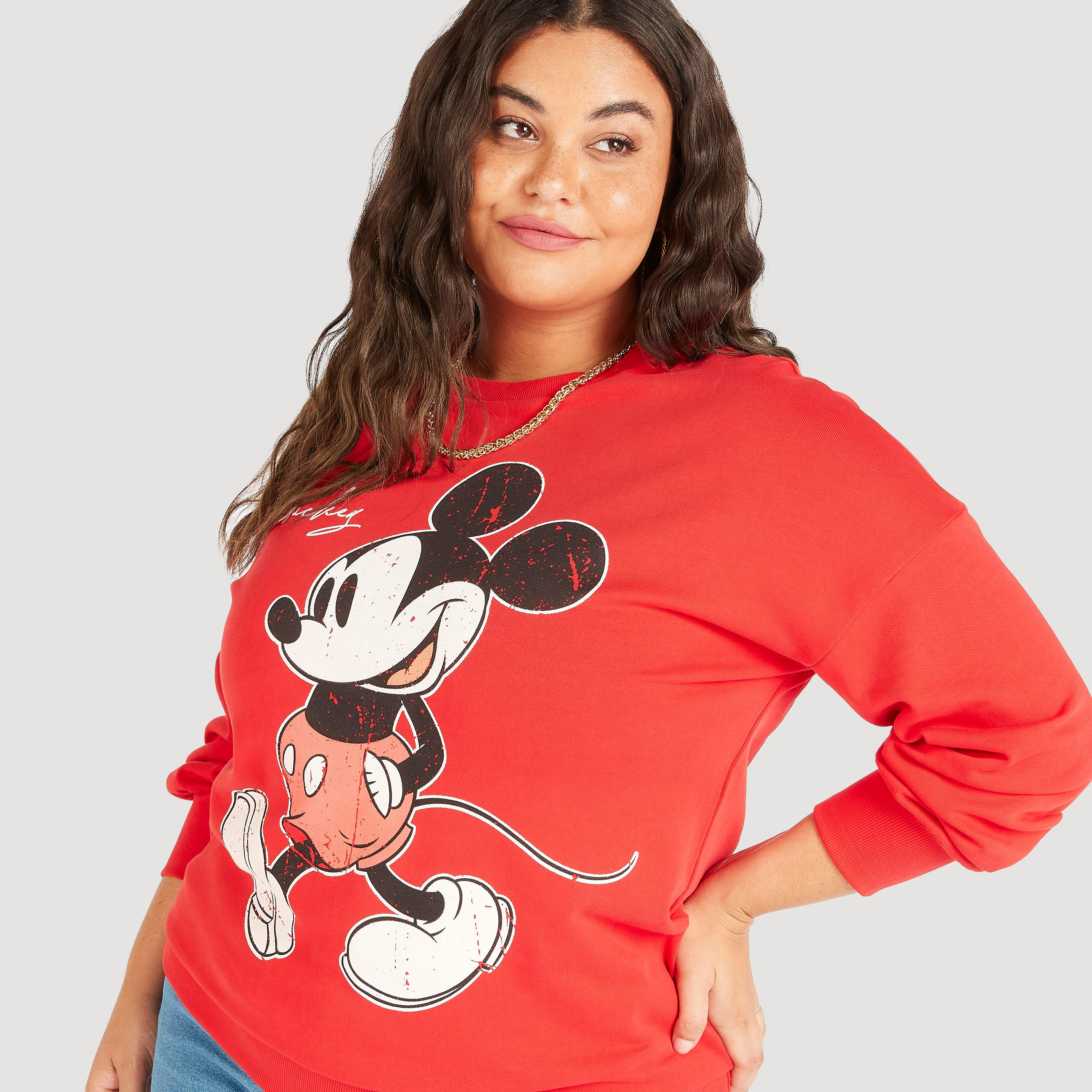 Mickey Mouse Print Crew Neck Sweatshirt with Long Sleeves-women-winterwear-hoodiesandsweatshirts-sweatshirts-image-3