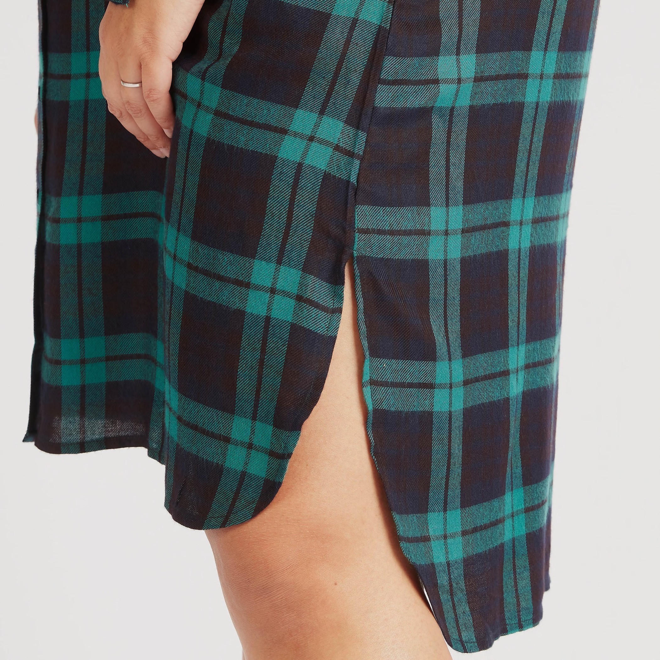 Checked Long Sleeves Tunic with Tie-Up Belt and Pockets-women-clothing-dresses-image-5