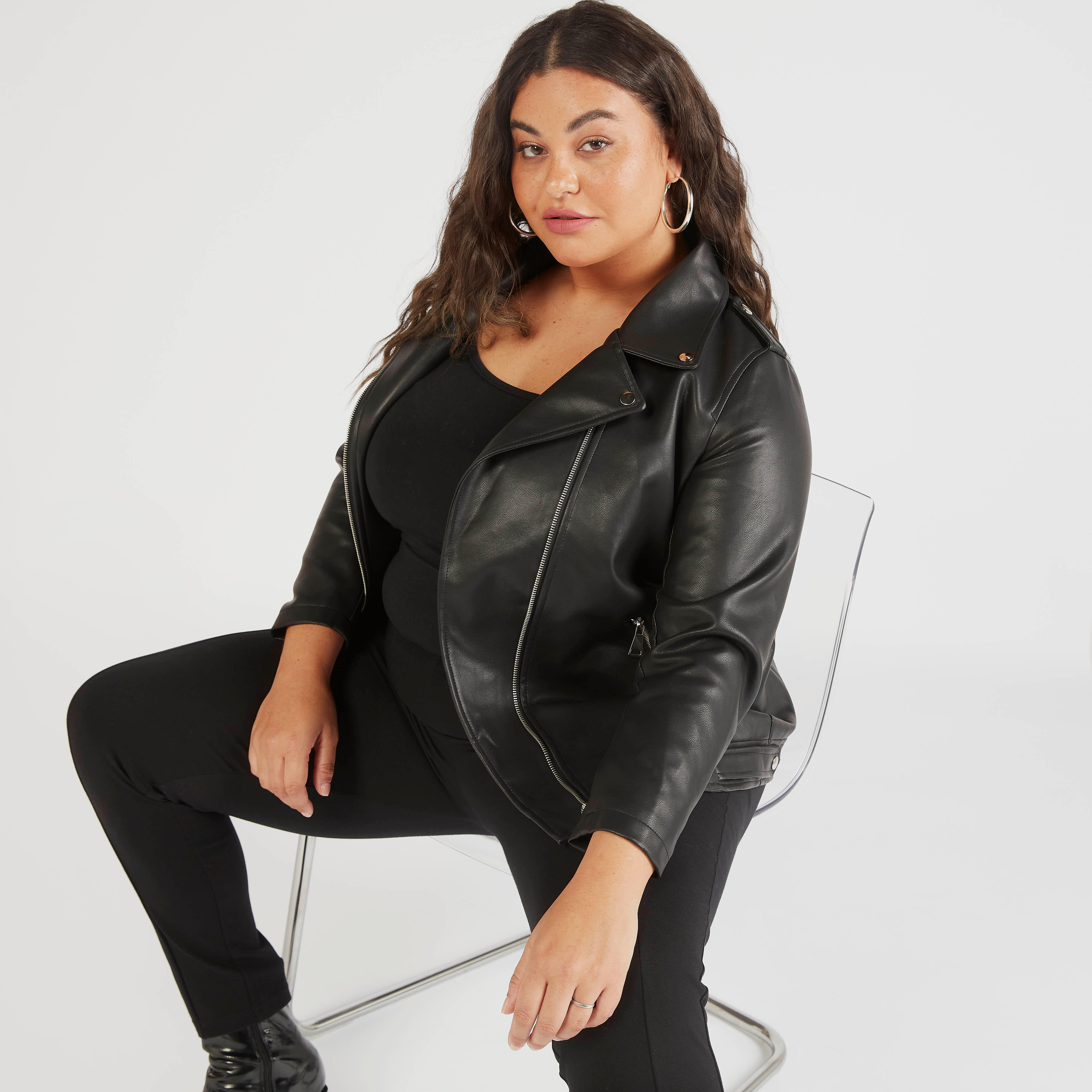 جاكيت بايكر سادة بجيوب وسحّاب إغلاق-women-winterwear-coatsandjackets-jackets-image-5