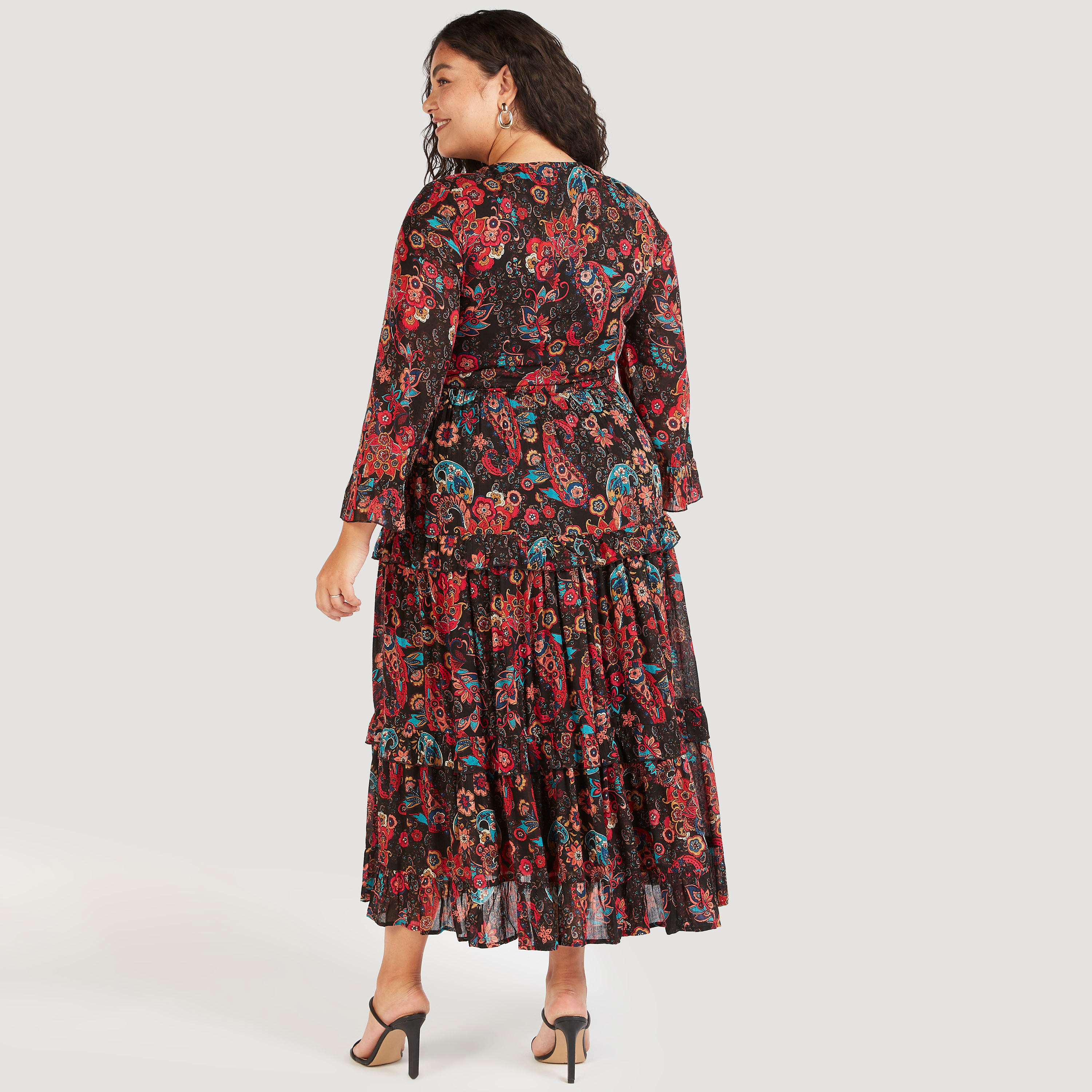 فستان إيه لاين طويل متعدد الطبقات بطبعات وياقة v وأكمام طويلة-women-clothing-dresses-image-4