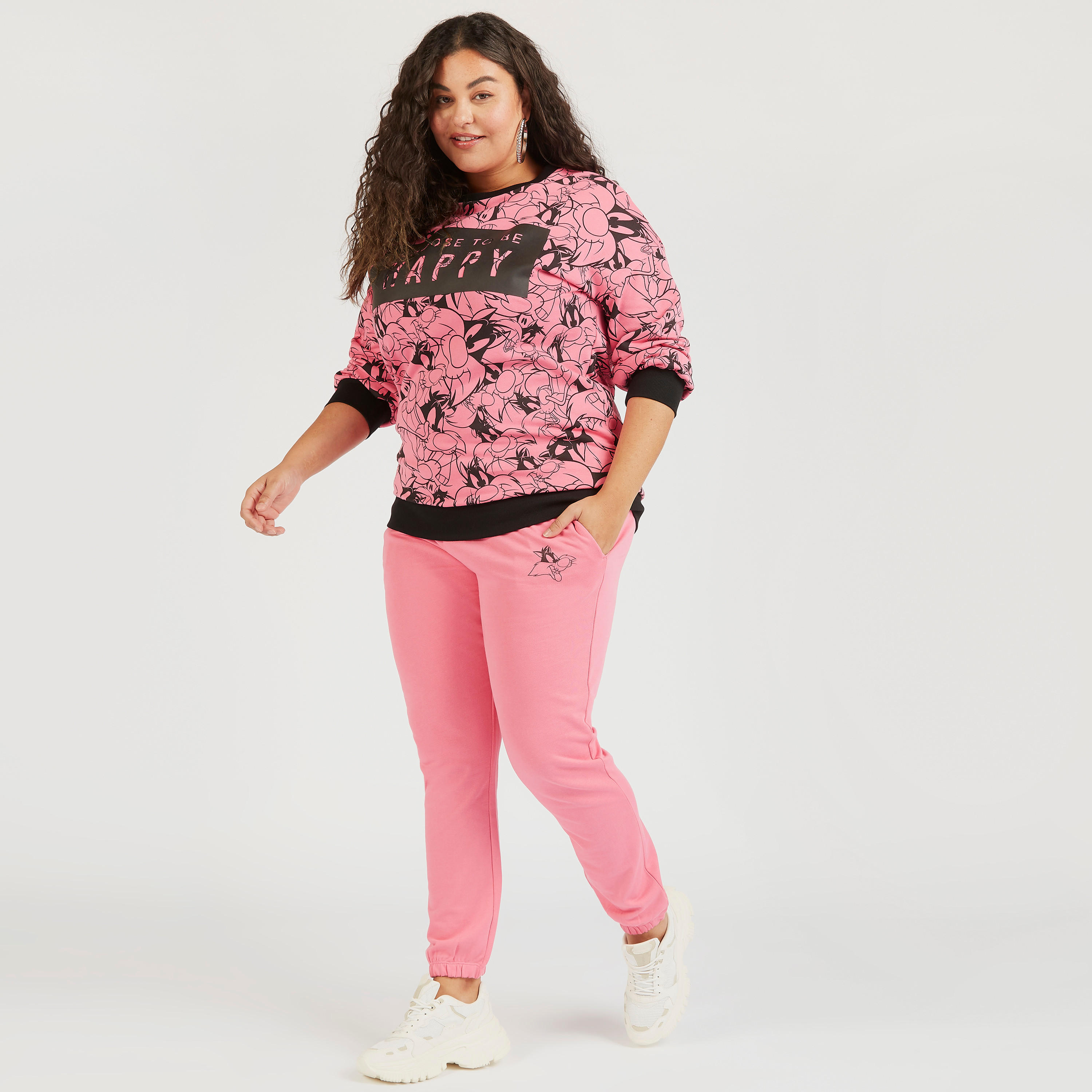 Bugs Bunny Print Joggers with Drawstring Closure and Pockets-women-clothing-bottoms-joggers-image-2