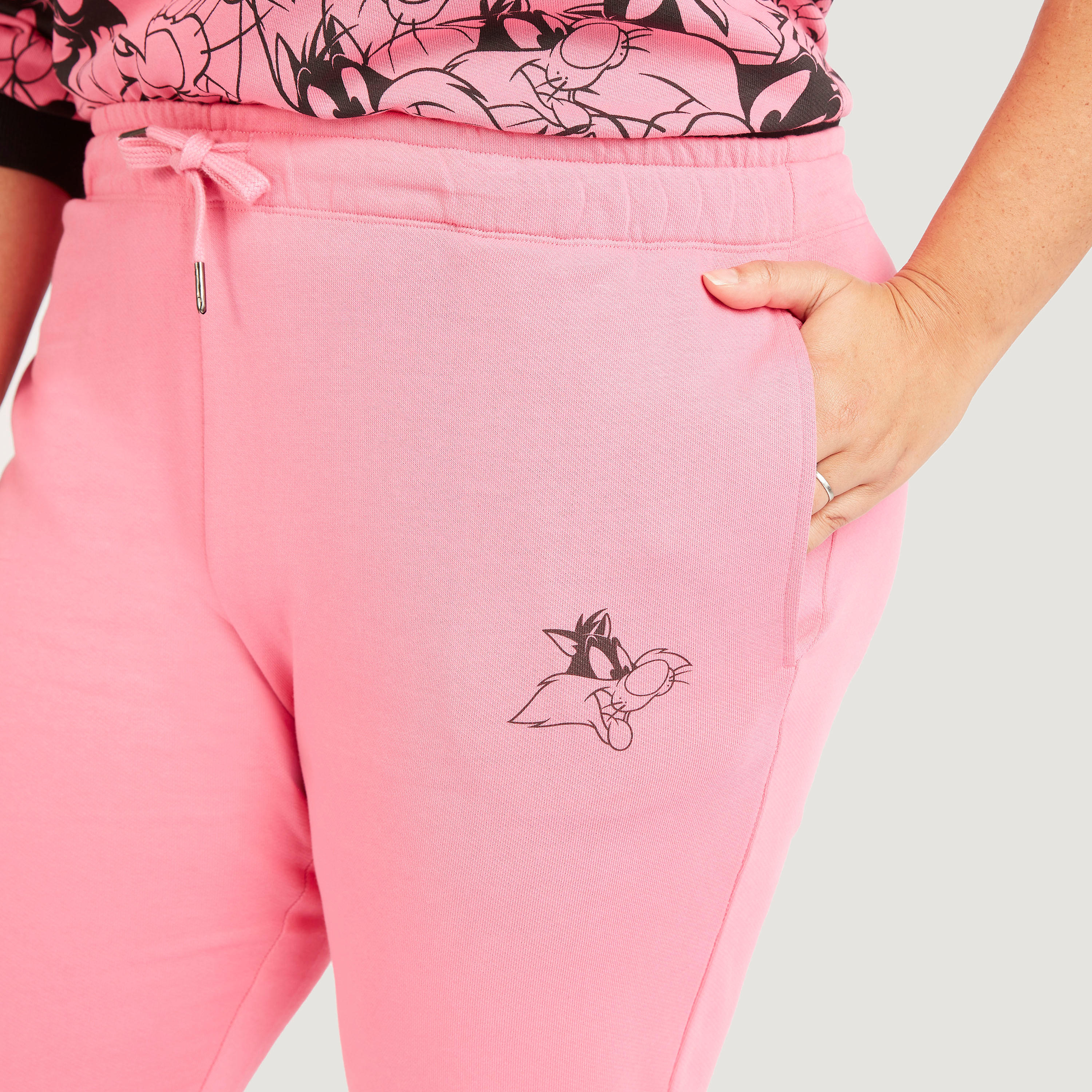 Bugs Bunny Print Joggers with Drawstring Closure and Pockets-women-clothing-bottoms-joggers-image-3