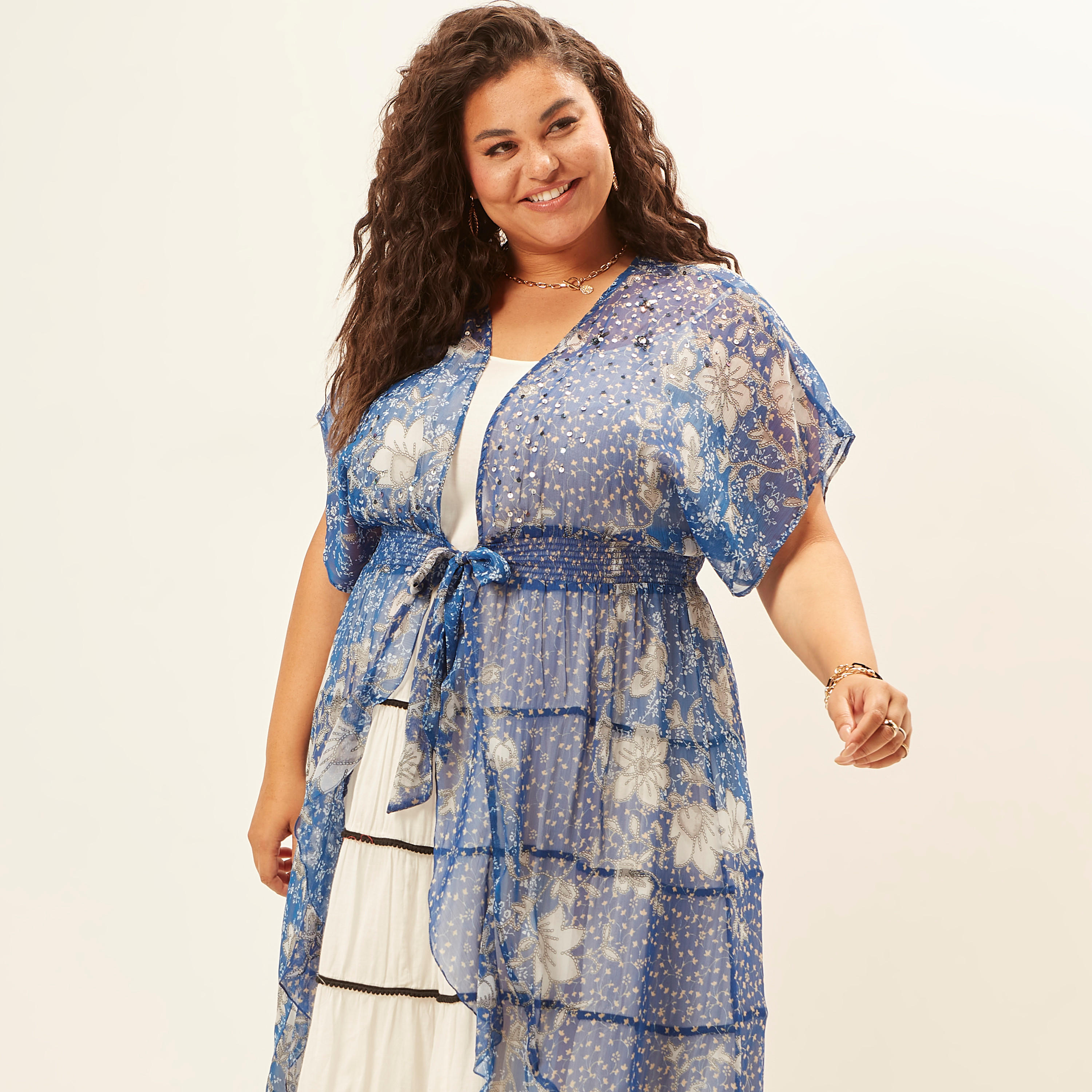 سترة كيمونو بطبعات أزهار وأكمام قصيرة وأربطة-women-clothing-shirtsandblouses-blouses-image-2
