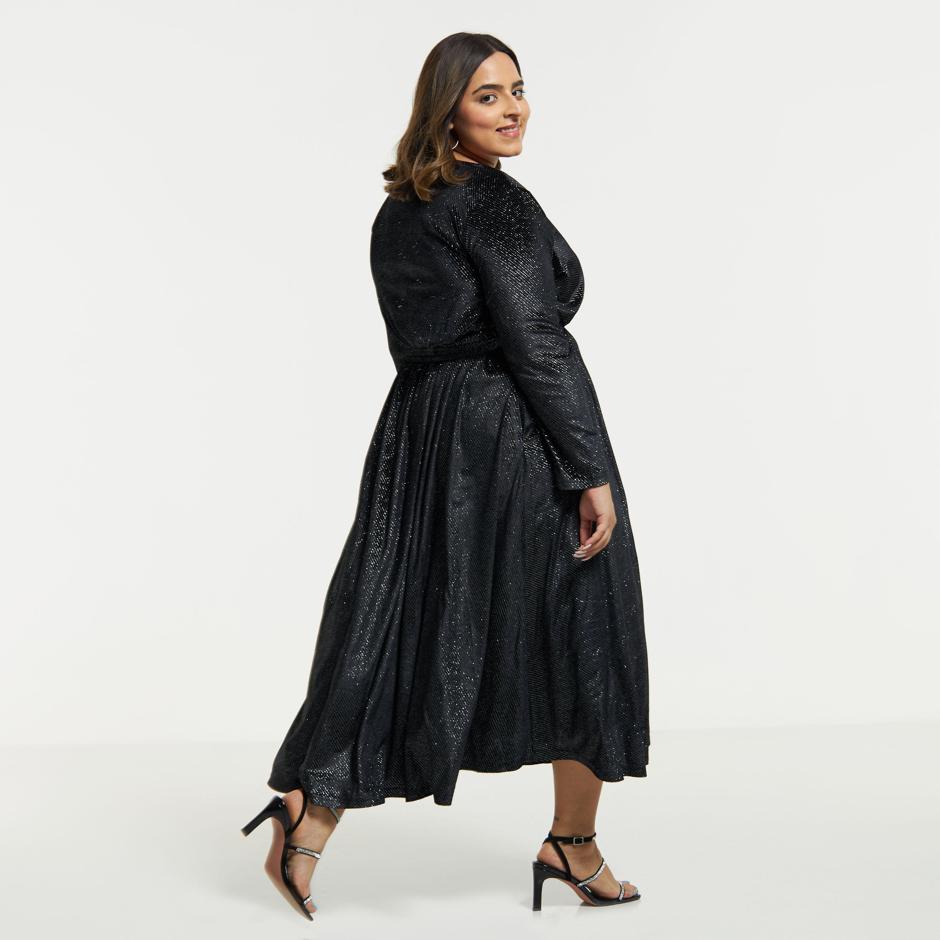 فستان لوركس ميدي ملفوف مقاس كبير بخصر رباط وأكمام طويلة-women-clothing-dresses-image-3