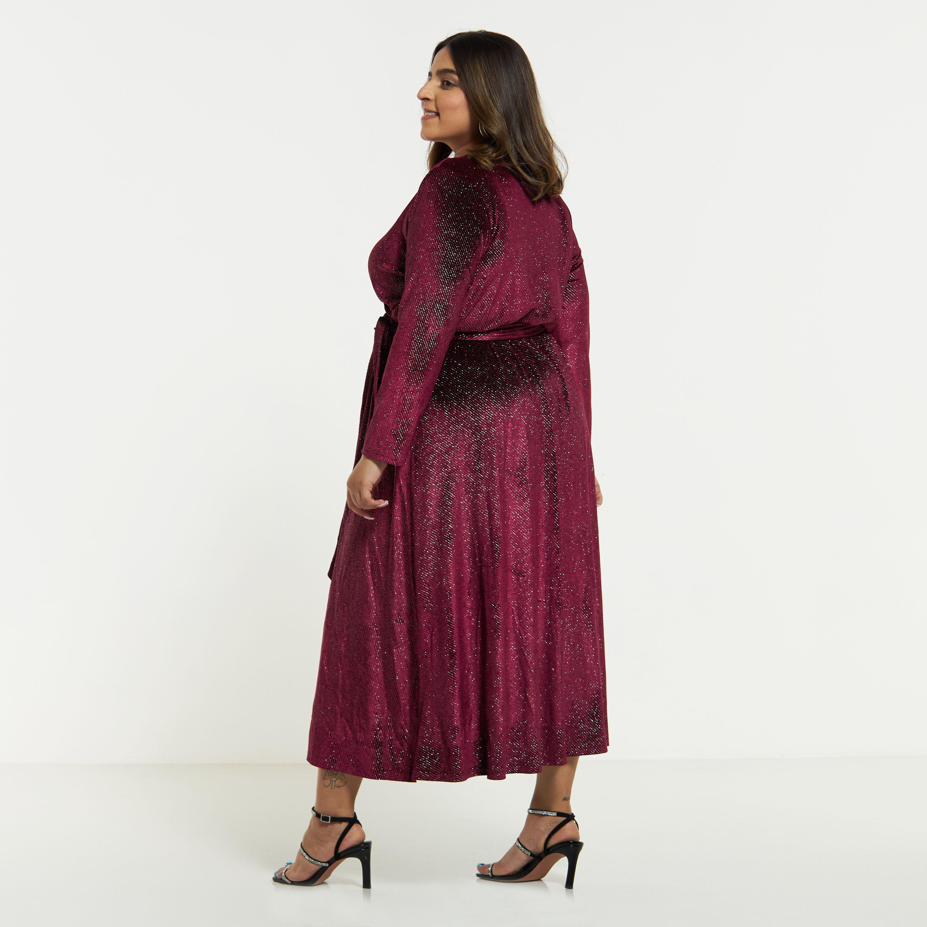 فستان لوركس ميدي ملفوف مقاس كبير بخصر رباط وأكمام طويلة-women-clothing-dresses-image-7