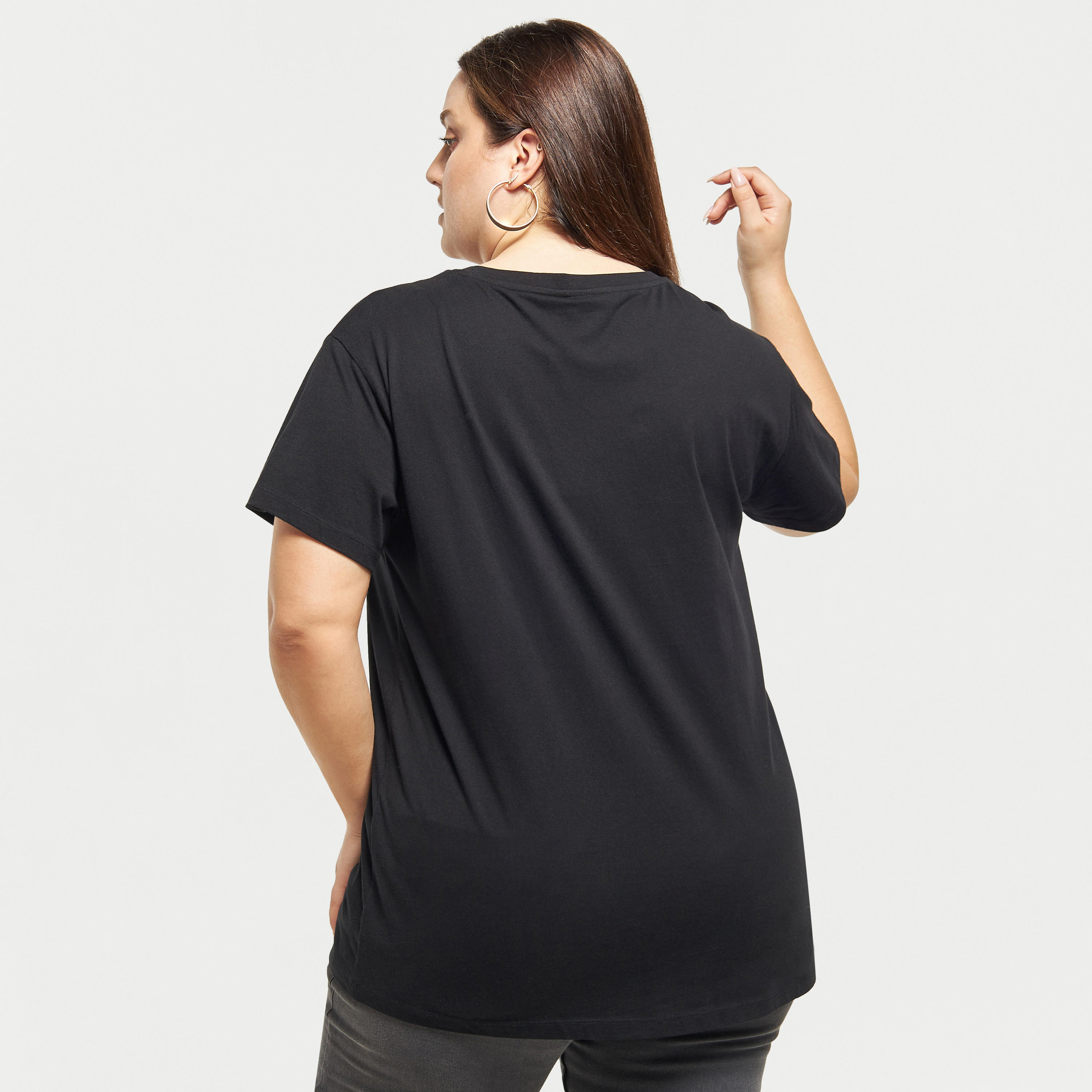 Plus Size Minnie Mouse Printed Crew Neck T-shirt with Sequin Detail-women-clothing-tshirts-image-3