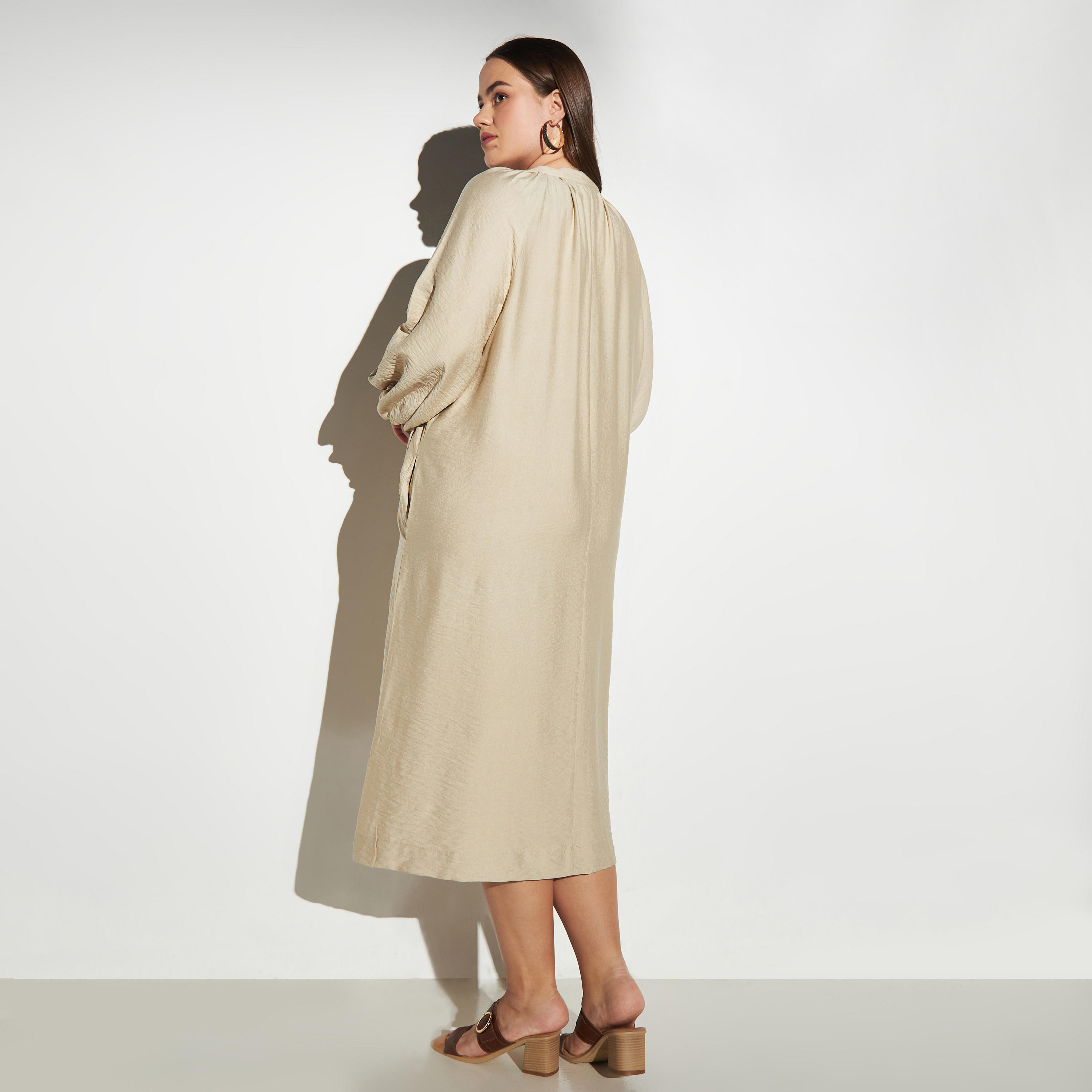 فستان مقاس كبير بتفاصيل كروشيه وأربطة وجيوب-women-clothing-dresses-image-2