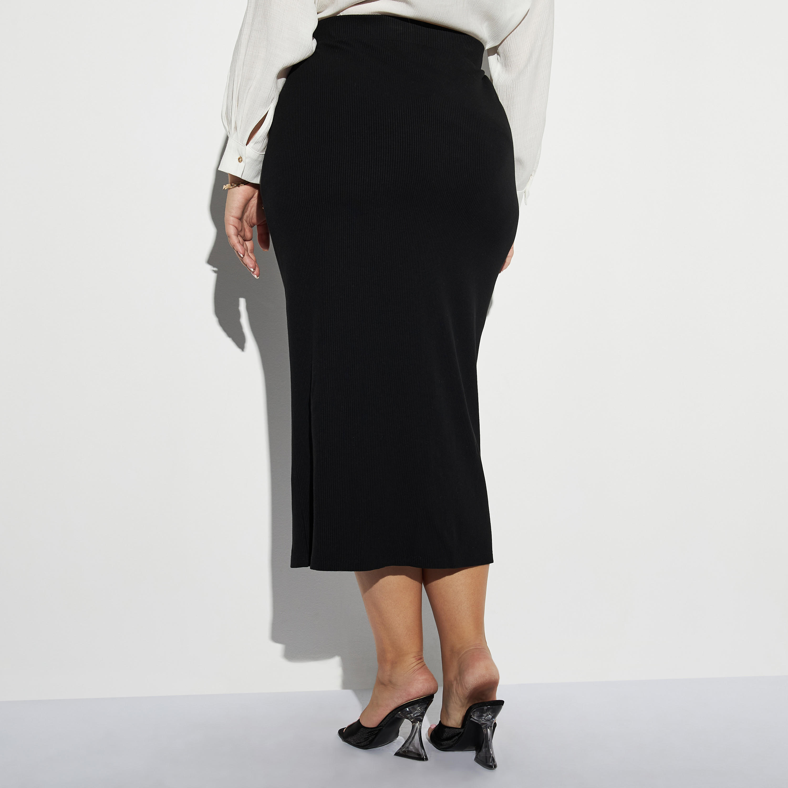 Plus Size Ribbed Midi Skirt with Elasticated Waistband-women-clothing-bottoms-skirts-image-4