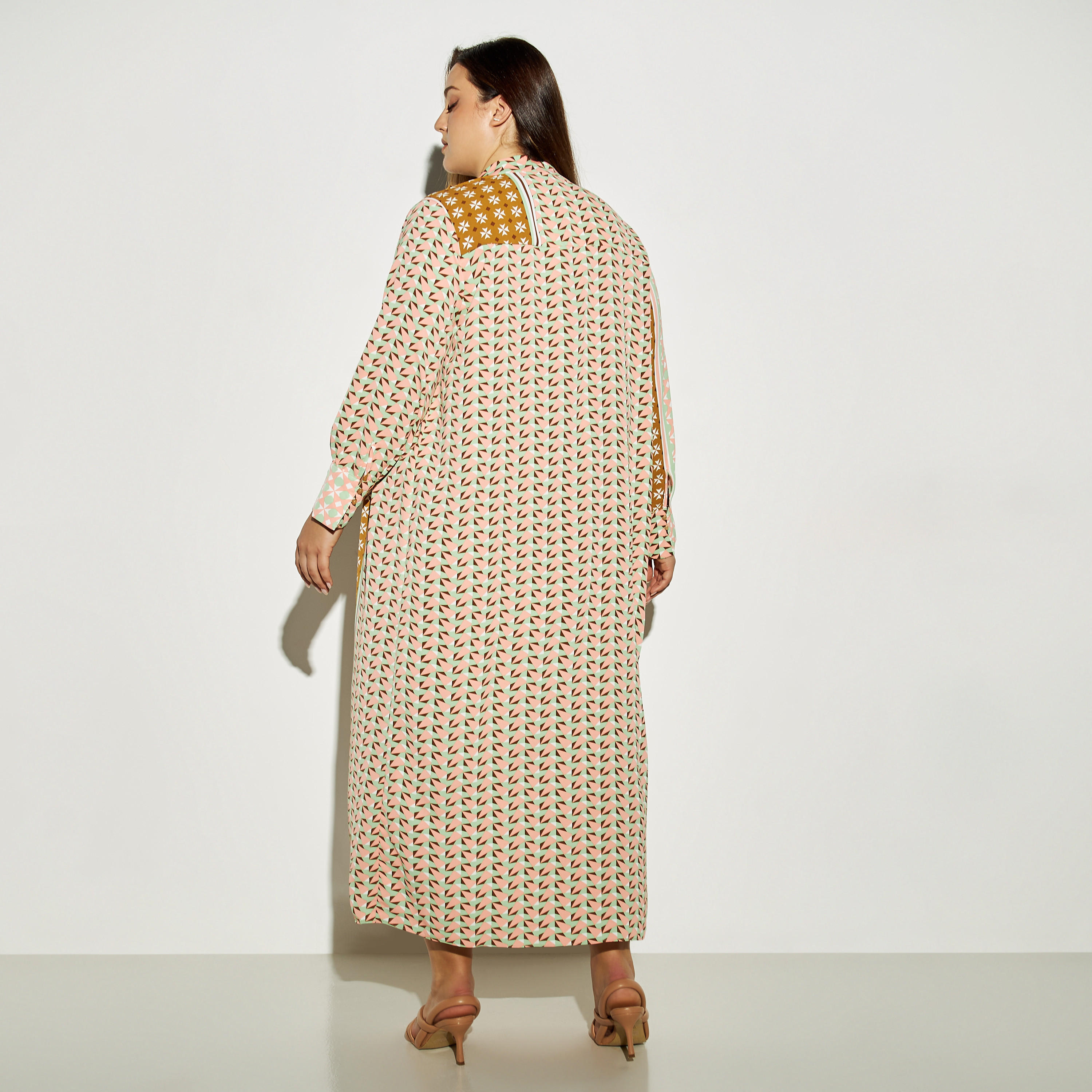 فستان قميص مقاس كبير بياقة ماندارين وطبعات-women-clothing-dresses-image-3