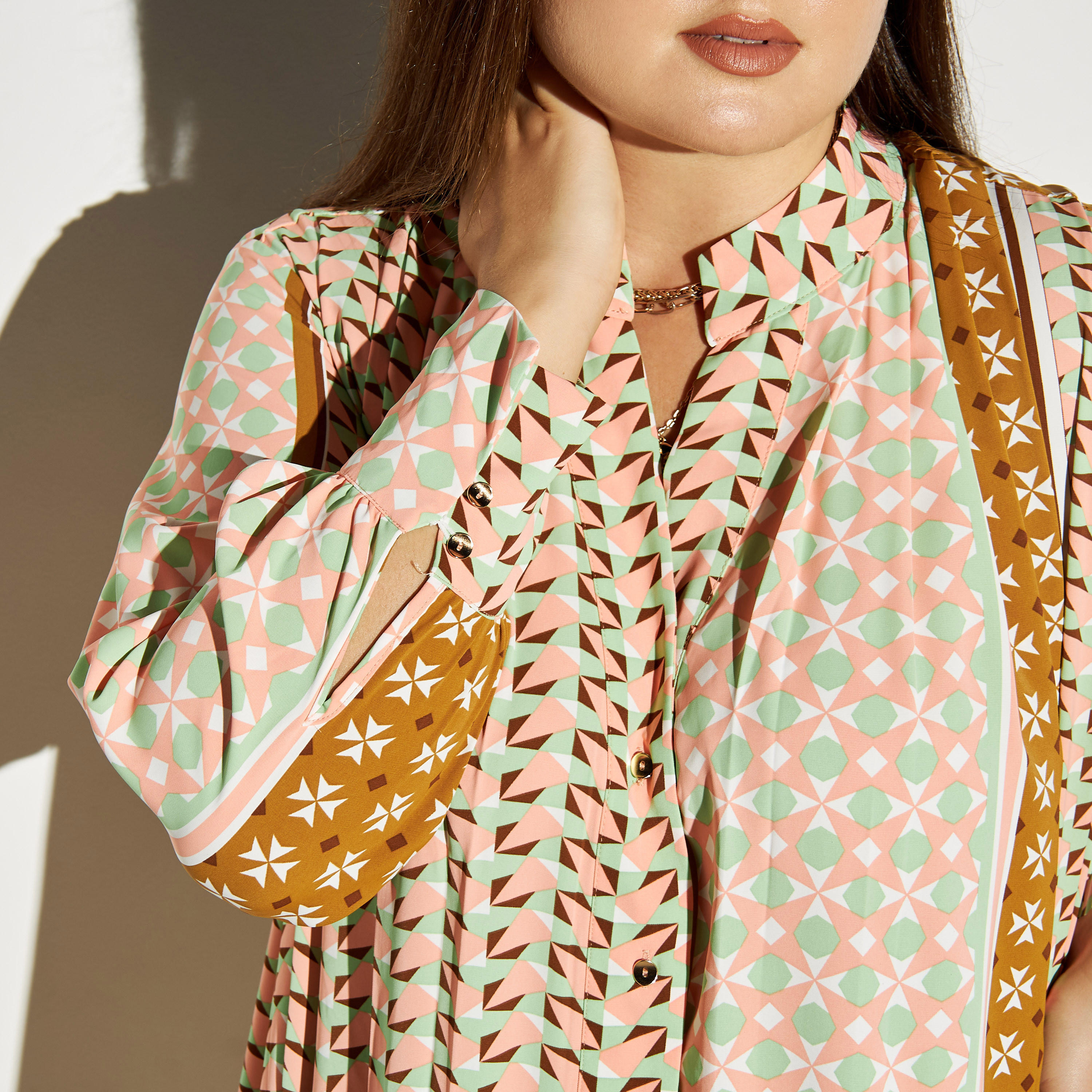 فستان قميص مقاس كبير بياقة ماندارين وطبعات-women-clothing-dresses-image-4