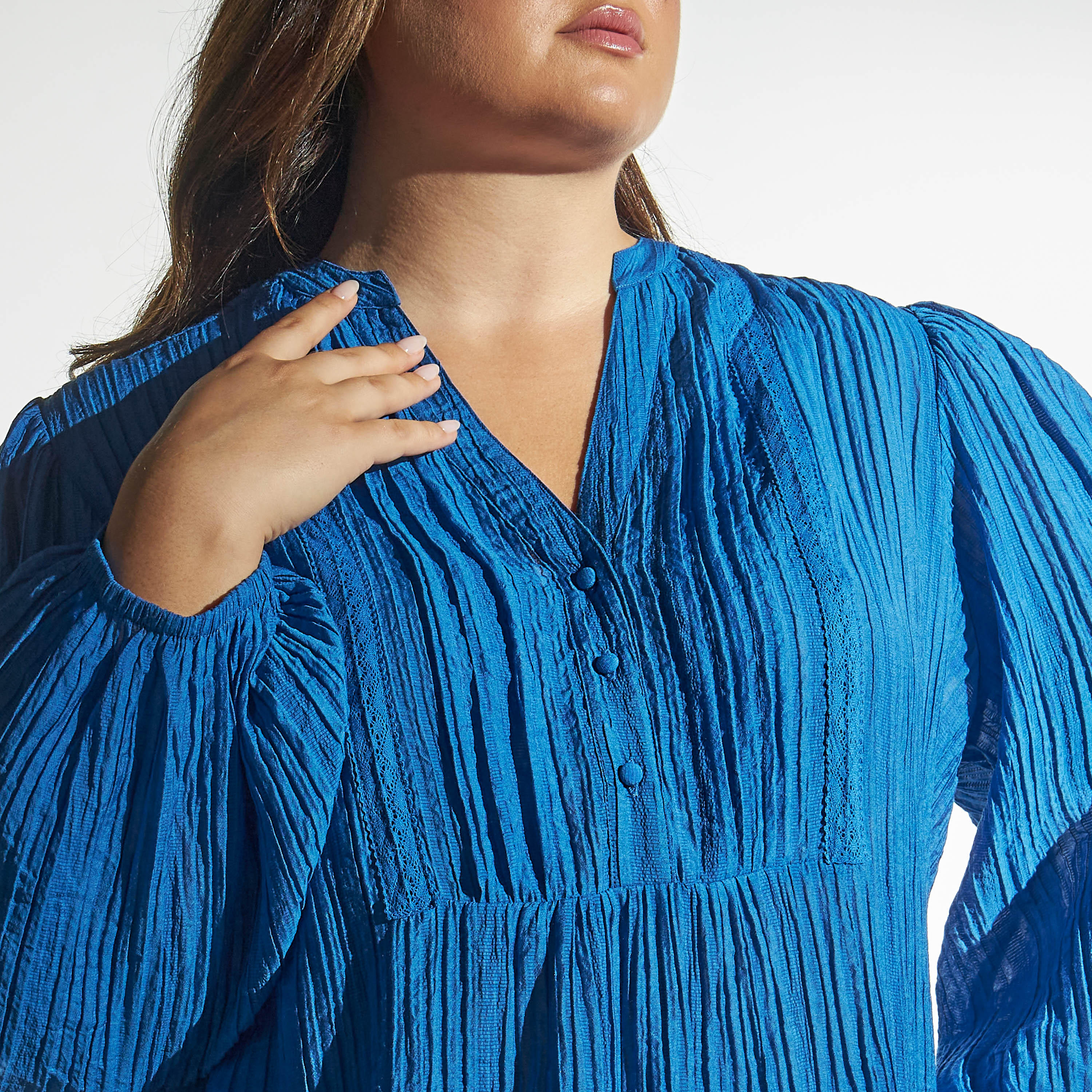 بلوزة بارزة الملمس بطيات وأكمام كبيرة-women-clothing-shirtsandblouses-blouses-image-4