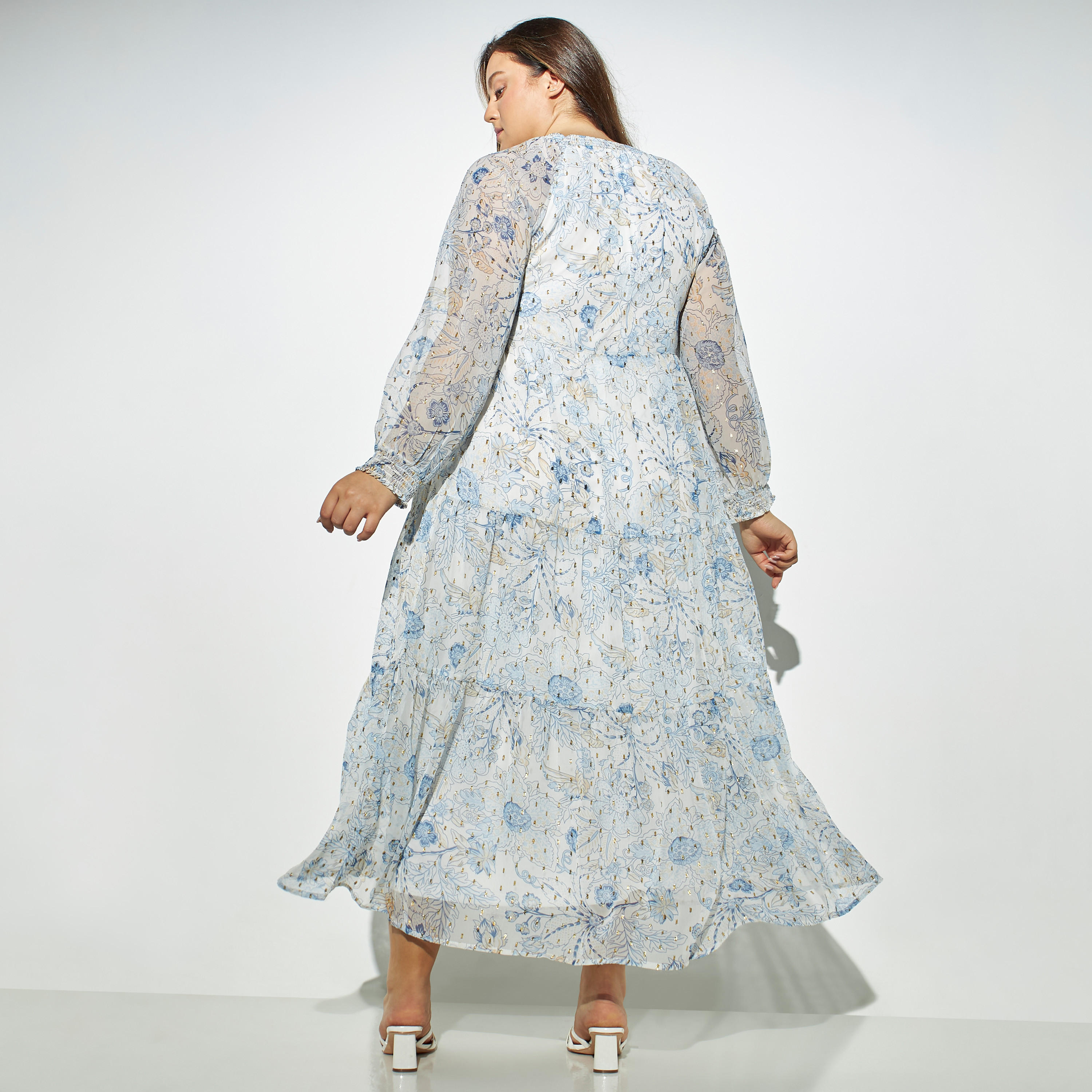 فستان ماكسي متعدد الطبقات كبير الحجم بأربطة وطبعات زهرية-women-clothing-dresses-image-3