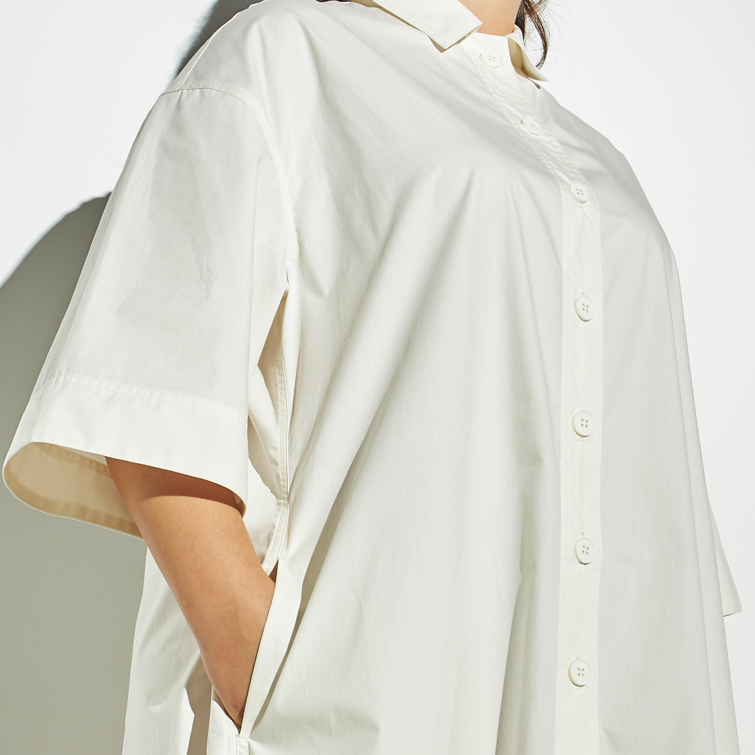 فستان قميص مقاس كبير سادة بجيوب-women-clothing-dresses-image-1