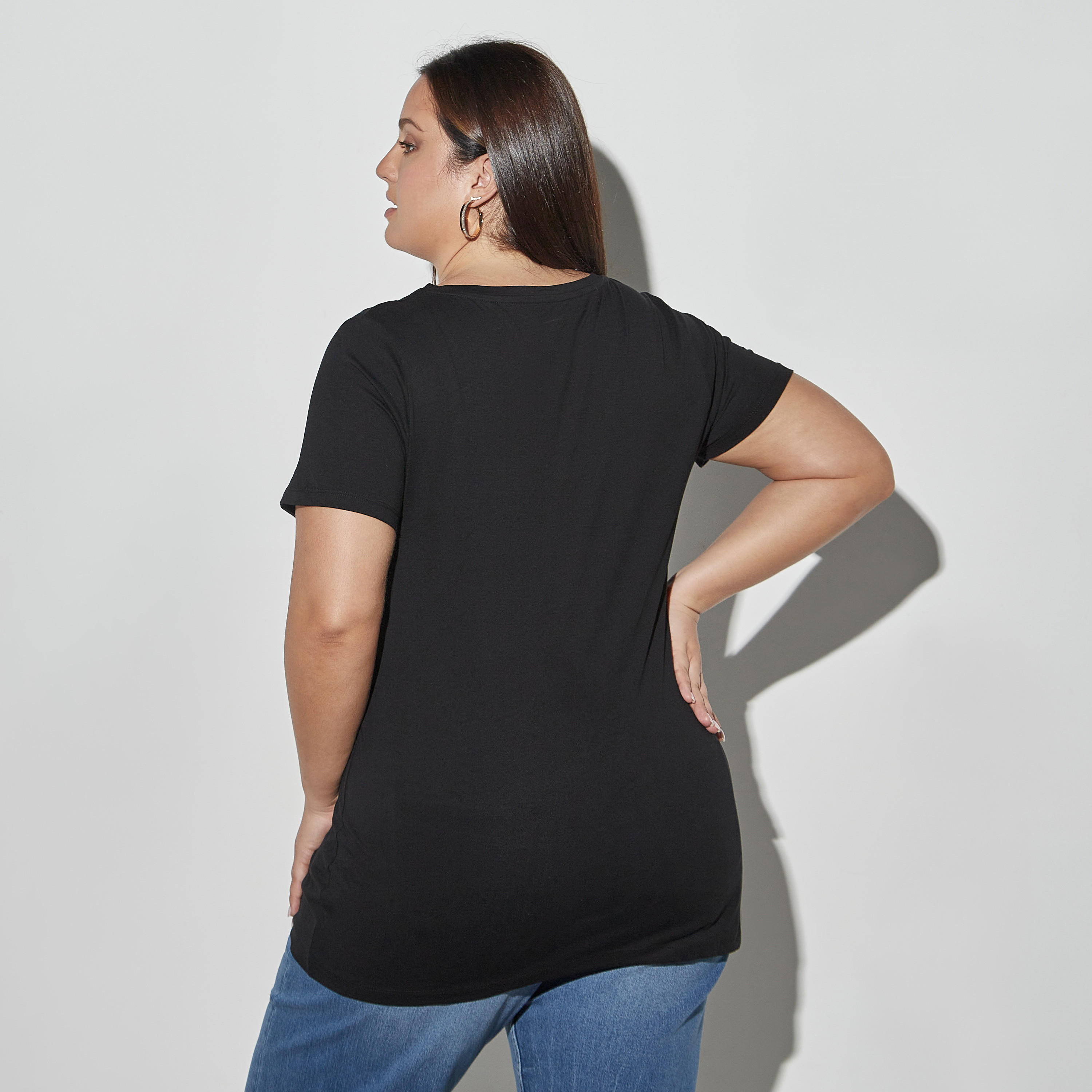 تيشيرت مقاس كبير بياقة مستديرة وأكمام قصيرة وطبعات أزهار-women-clothing-tshirts-image-3