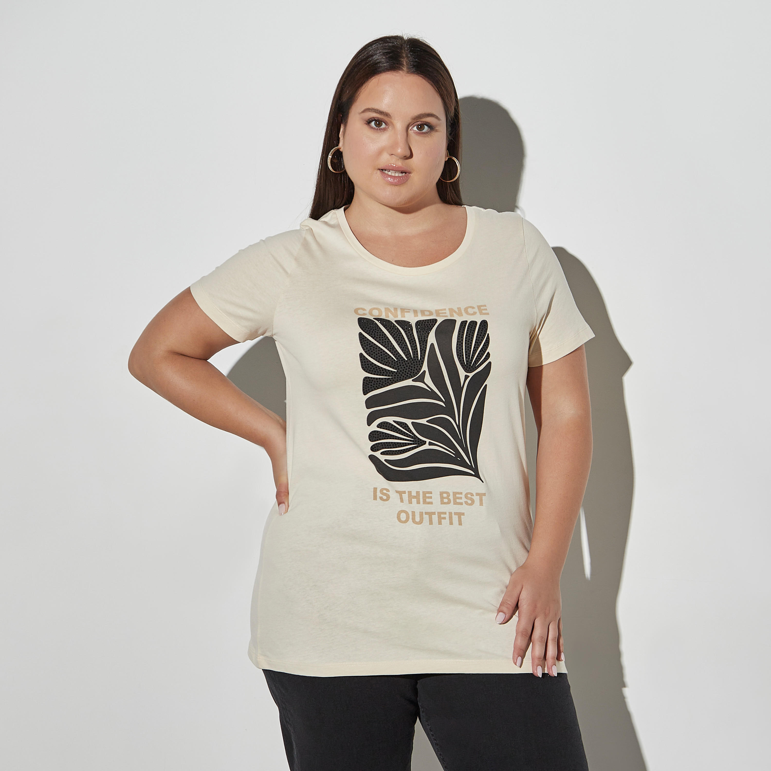 تيشيرت مقاس كبير بأكمام قصيرة وياقة مستديرة وطبعات-women-clothing-tshirts-image-4