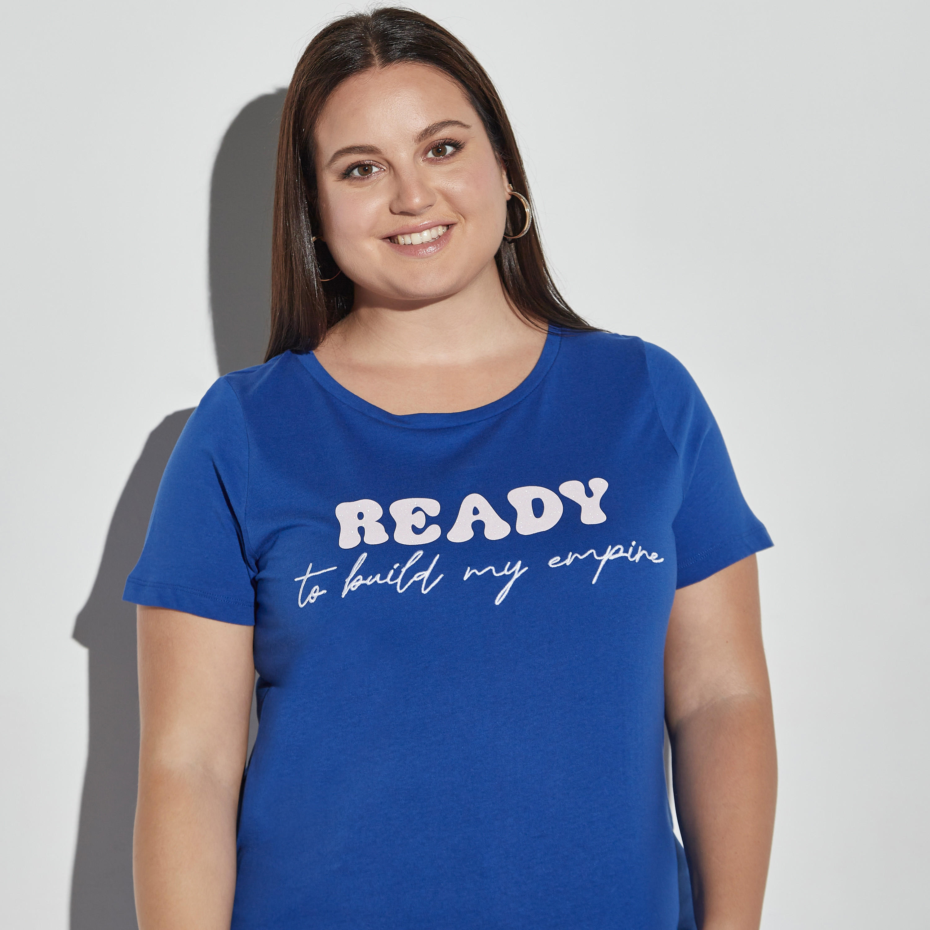 تيشيرت مقاس كبير بأكمام قصيرة وياقة مستديرة وطبعات-women-clothing-tshirts-image-1
