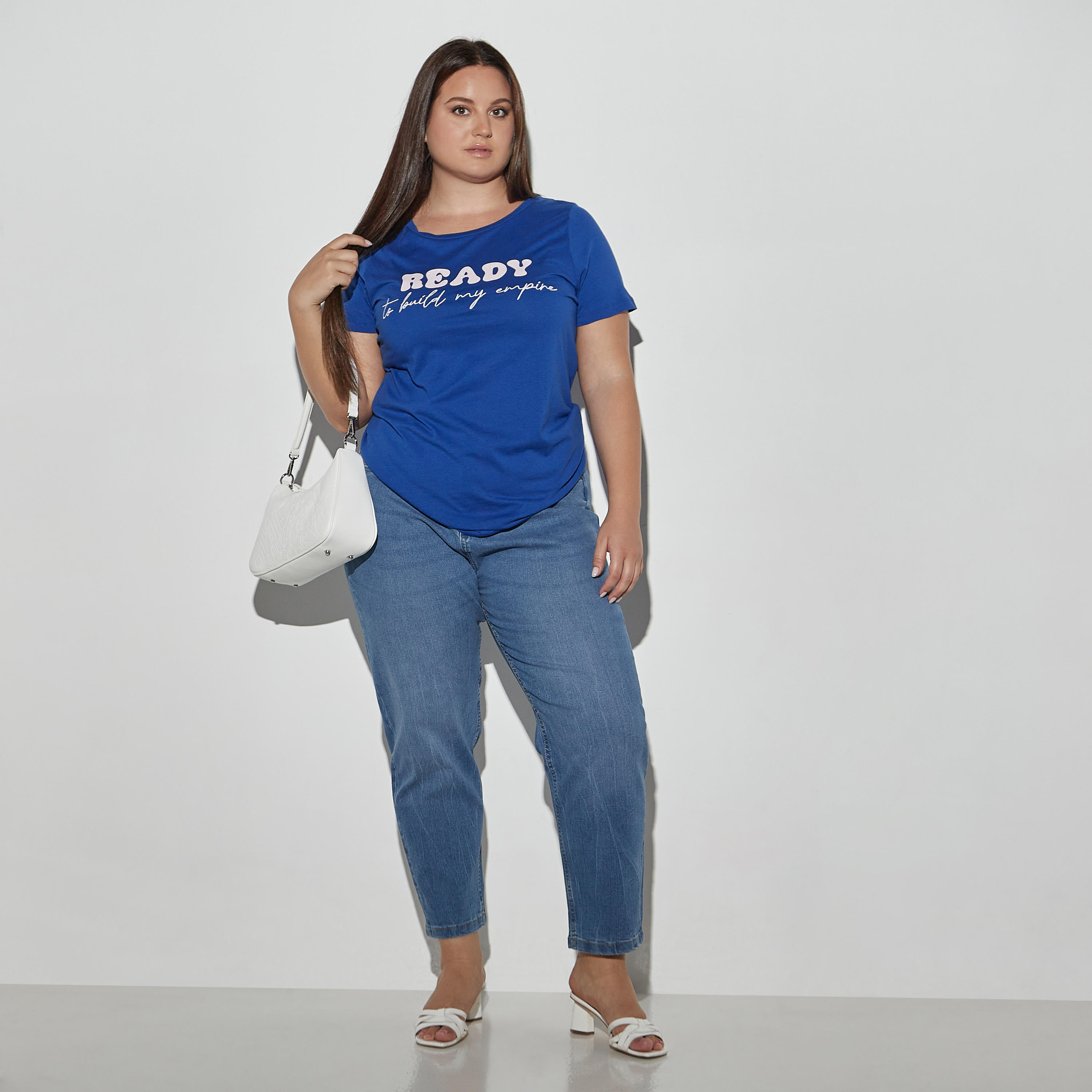 تيشيرت مقاس كبير بأكمام قصيرة وياقة مستديرة وطبعات-women-clothing-tshirts-image-2
