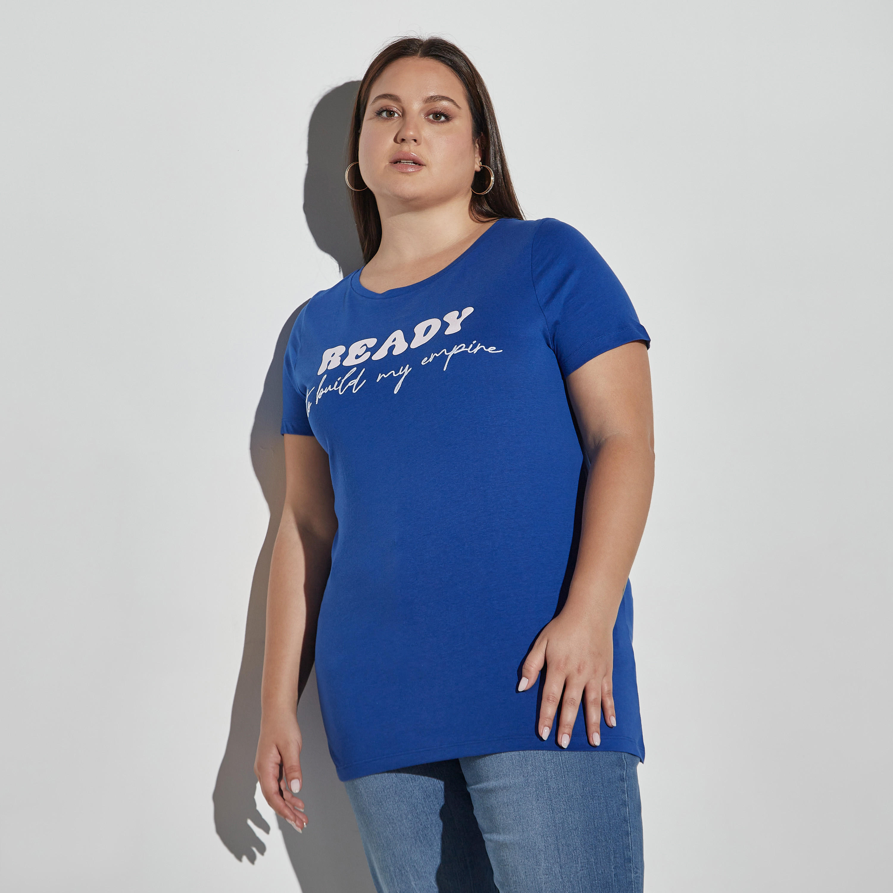تيشيرت مقاس كبير بأكمام قصيرة وياقة مستديرة وطبعات-women-clothing-tshirts-image-4