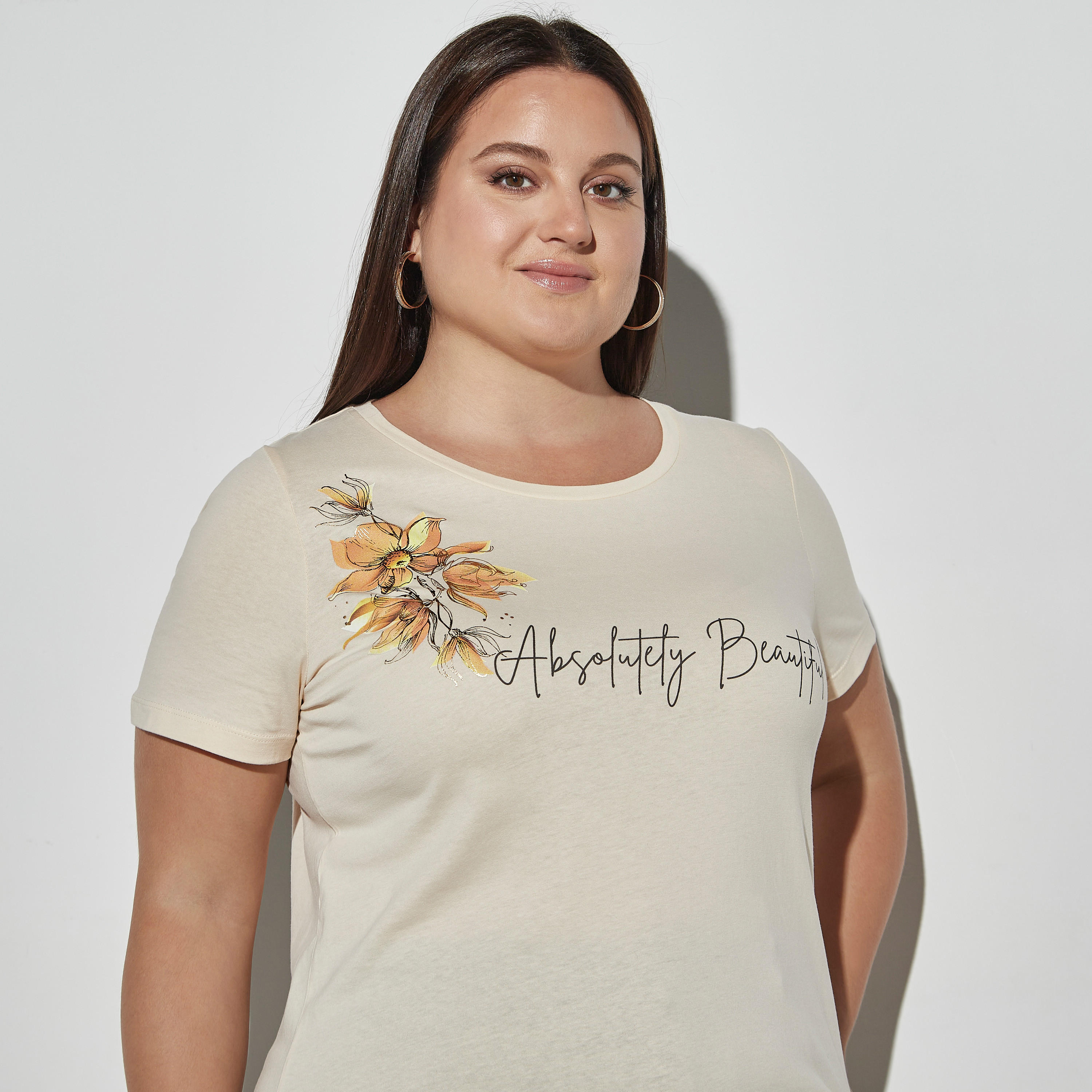 Plus Size Printed Round Neck T-shirt with Short Sleeves-women-clothing-tshirts-image-4