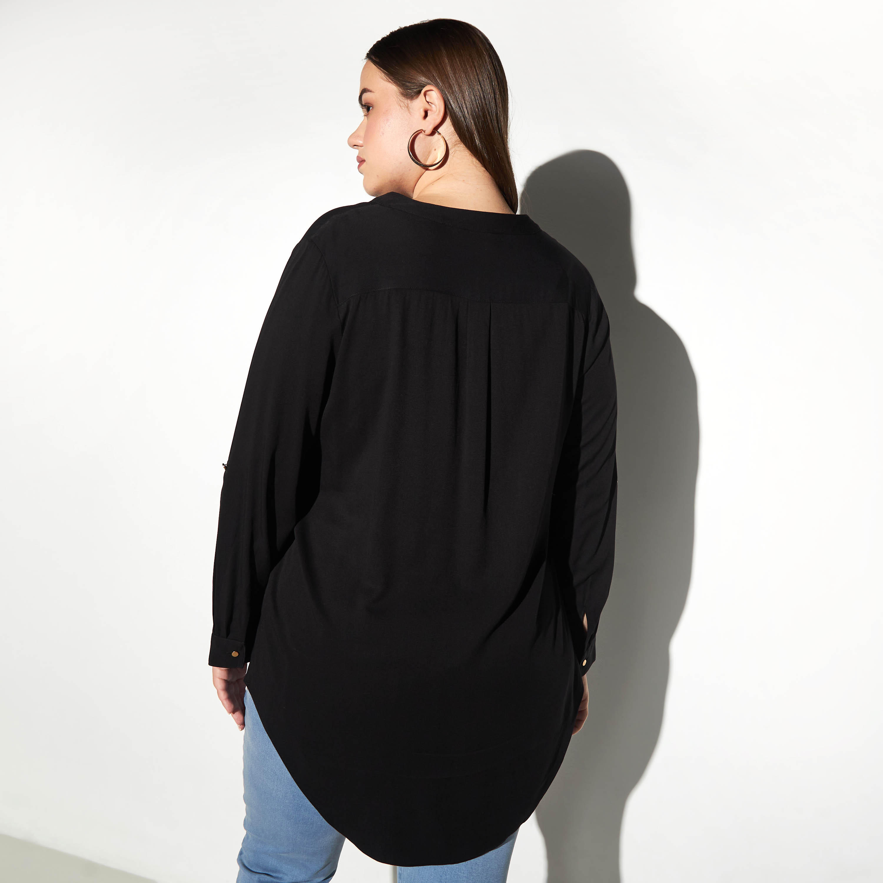Plus Size Solid Half Placket Top with High Low Hem-women-clothing-shirtsandblouses-blouses-image-7
