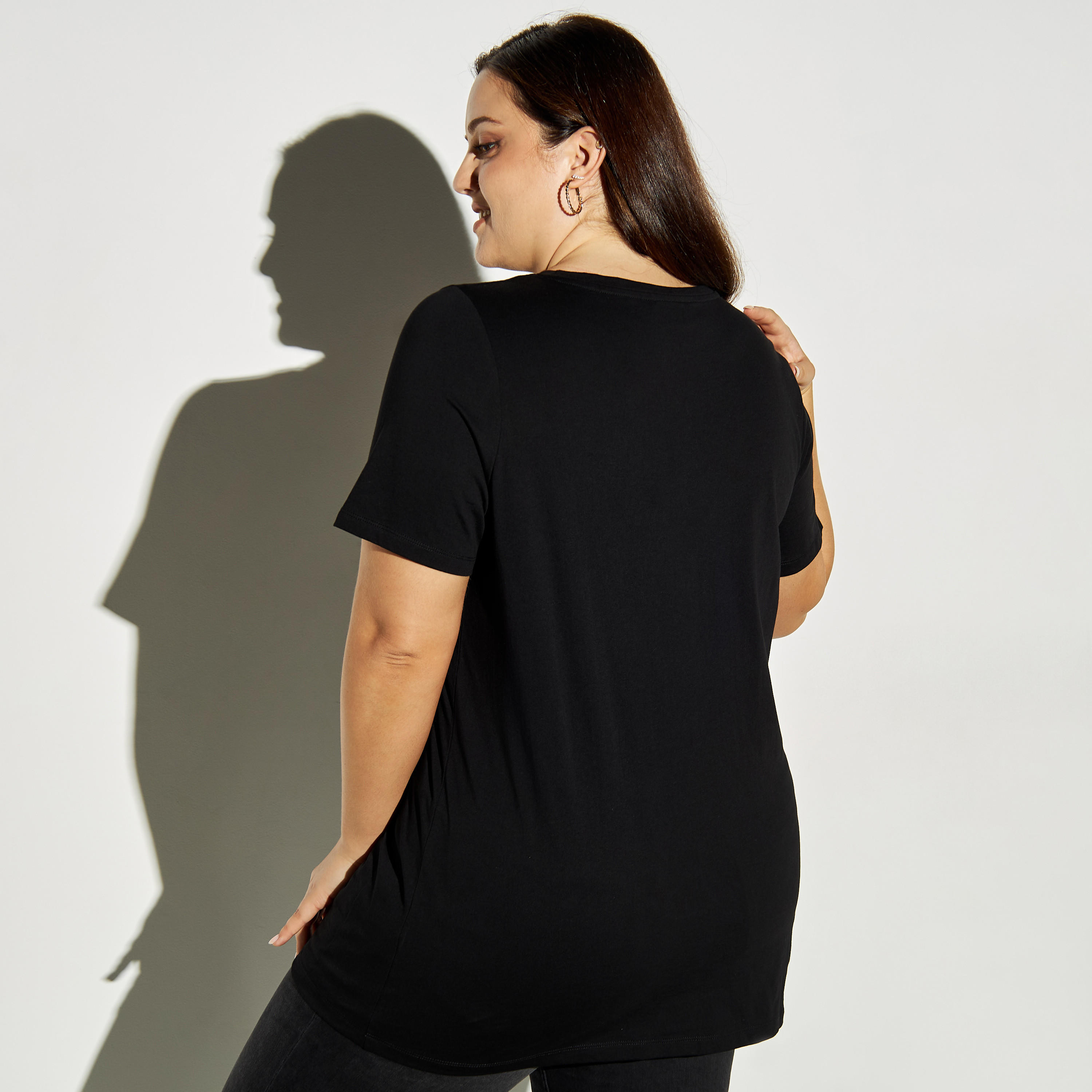 Plus Size Simba Print Round Neck T-shirt-women-clothing-tshirts-image-3