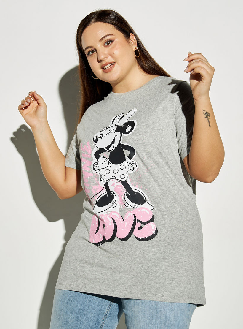 Plus Size Minnie Mouse Print Round Neck T-shirt-women-clothing-tshirts-image-1