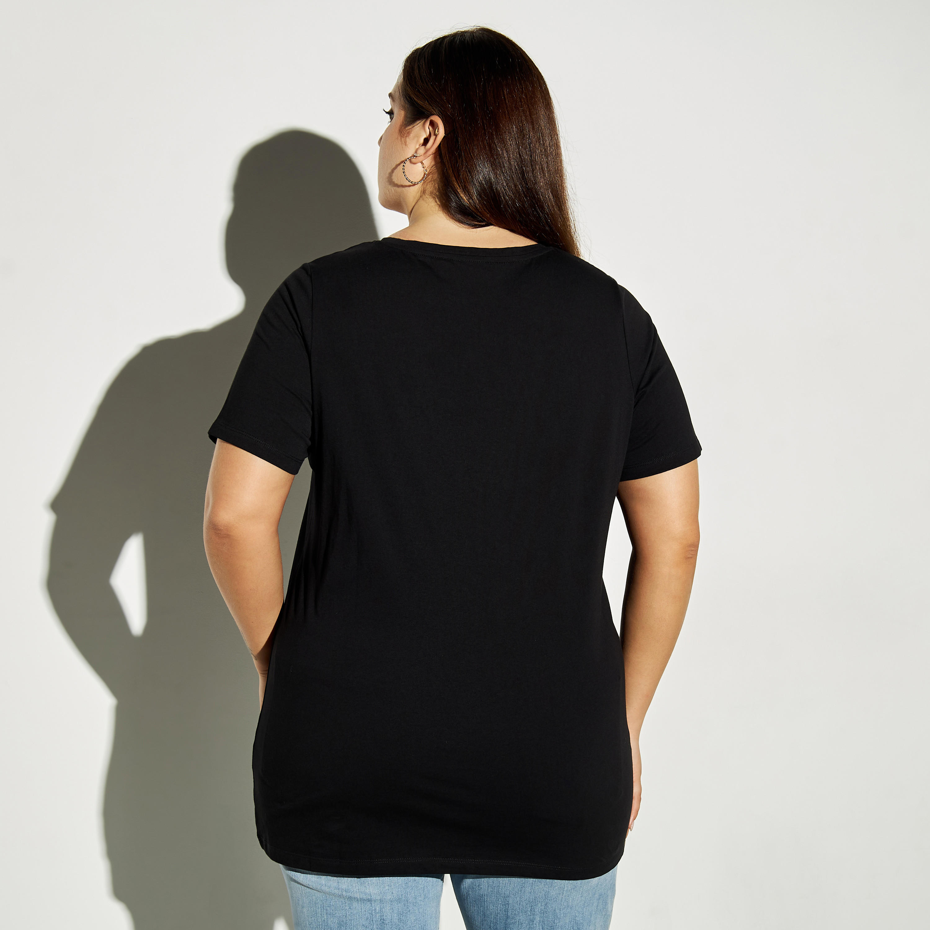 Plus Size Garfield Graphic Print T-shirt with Short Sleeves-women-clothing-tshirts-image-3