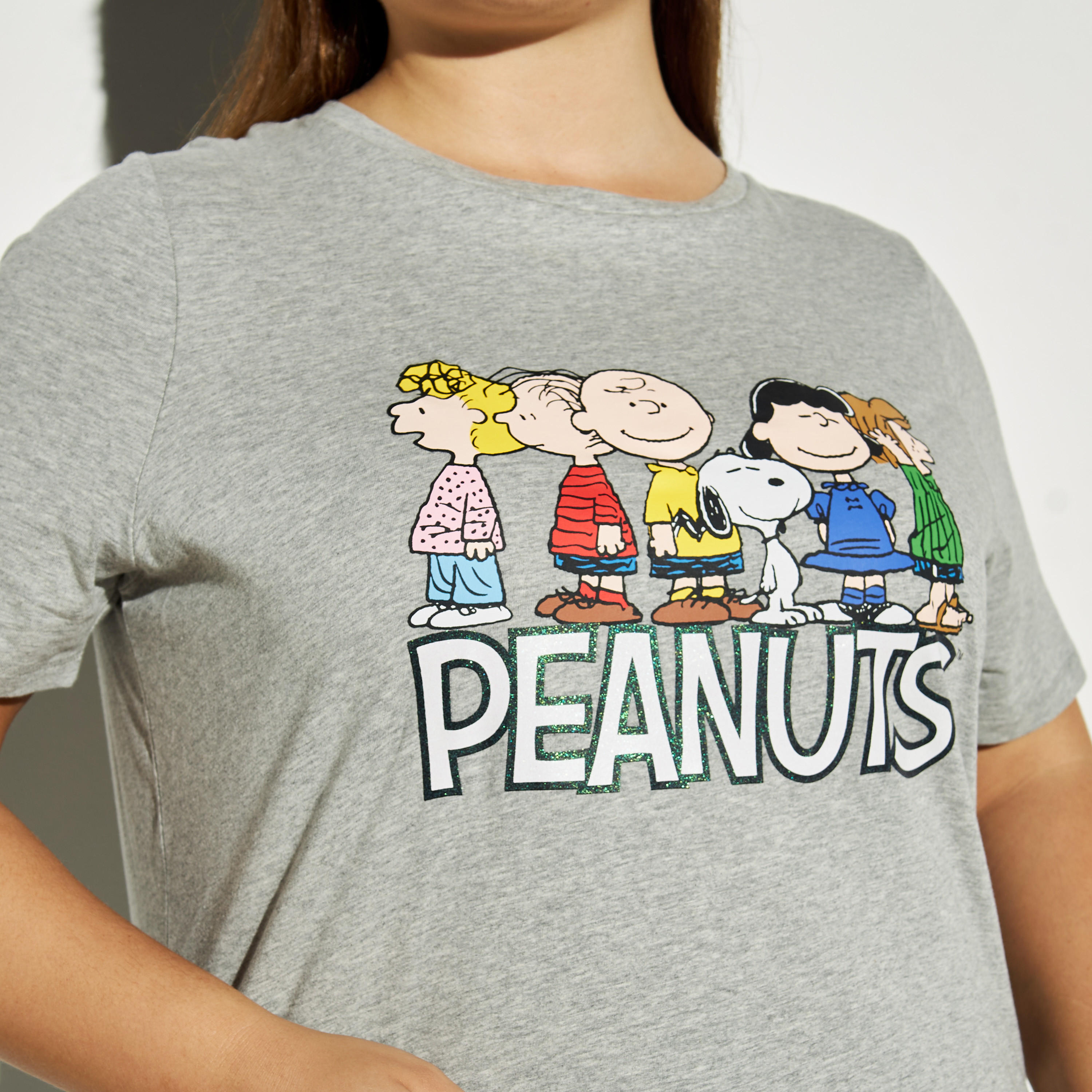 Plus Size Peanuts Print Round Neck T-shirt-women-clothing-tshirts-image-3