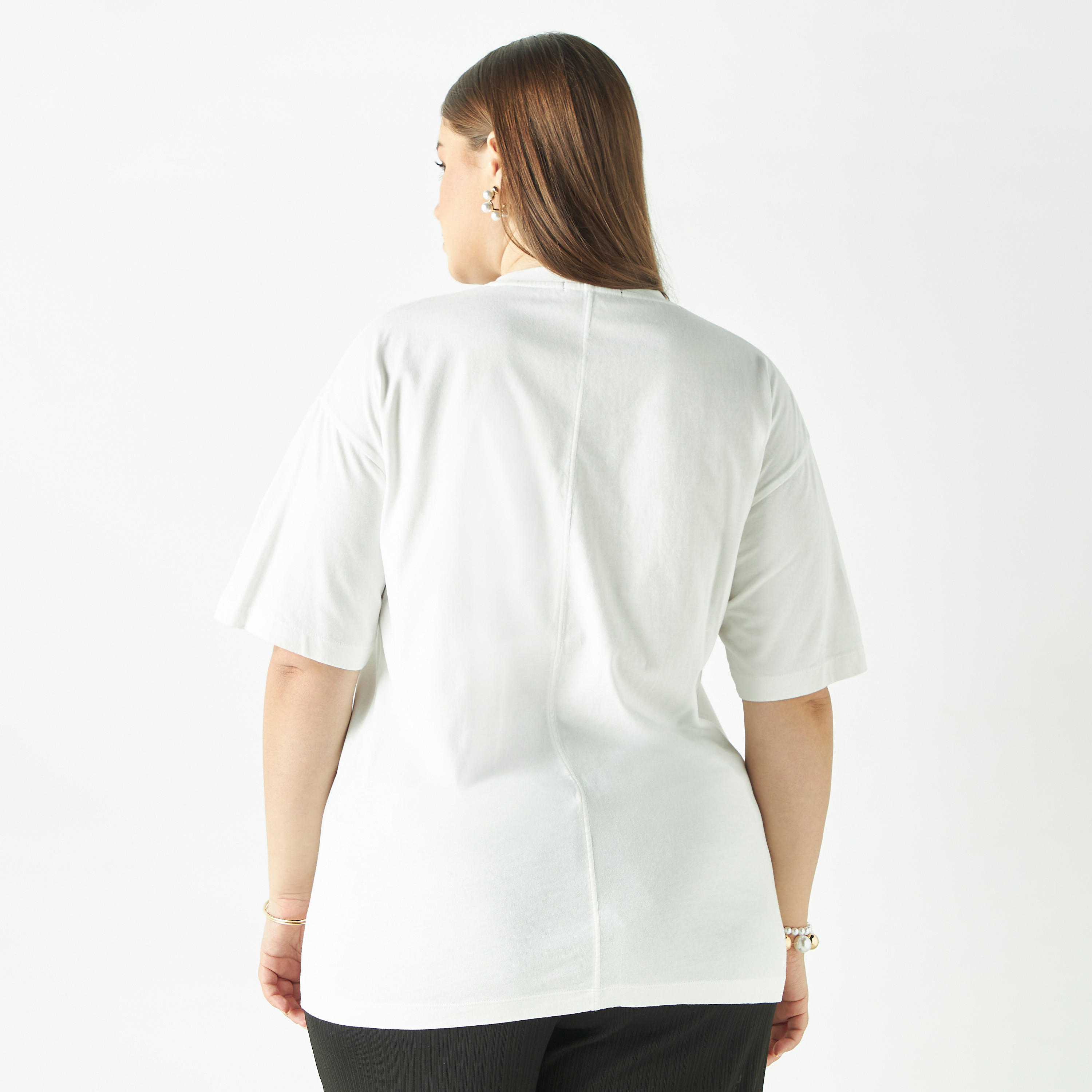 Plus Size Embellished Crew Neck T-shirt with Drop Shoulder Sleeves-women-clothing-tshirts-image-3
