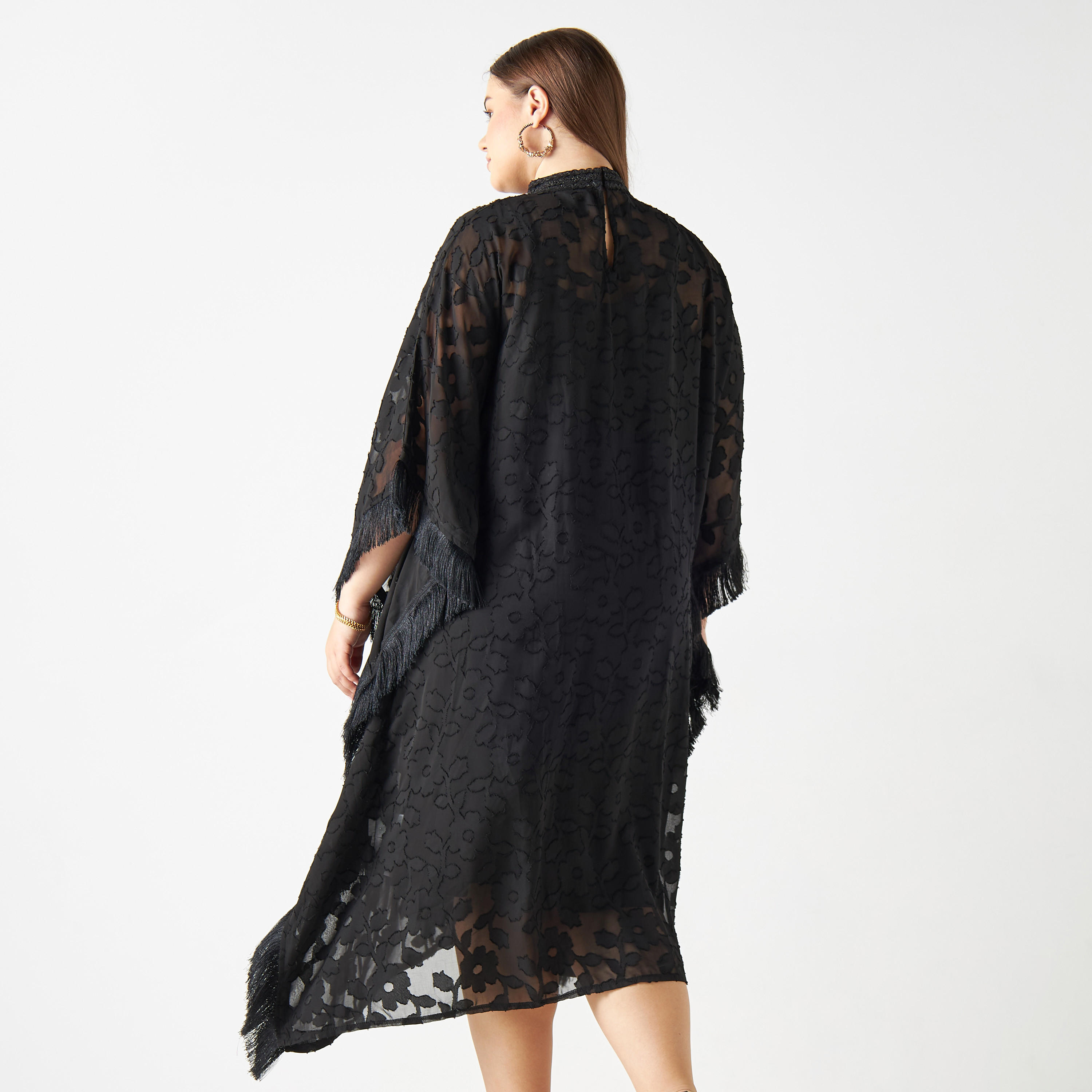 فستان قفطان بارز الملمس بياقة عالية-women-clothing-dresses-image-3