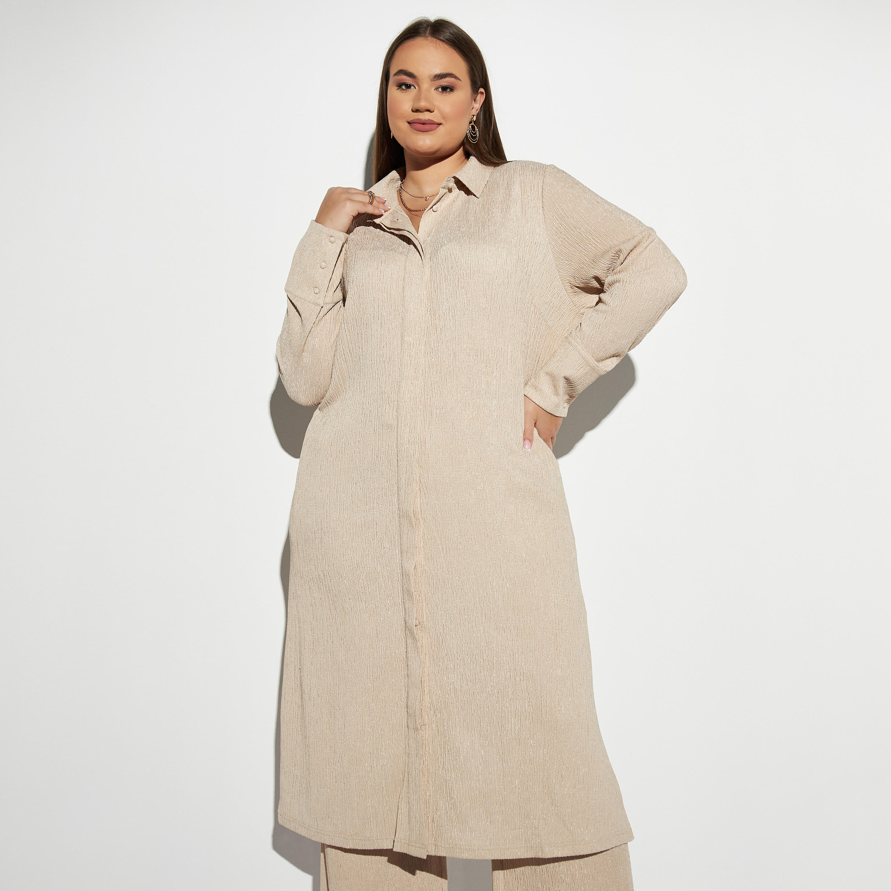 تونيك قميص مقاس كبير بأكمام طويلة وفتحات-women-clothing-dresses-image-4