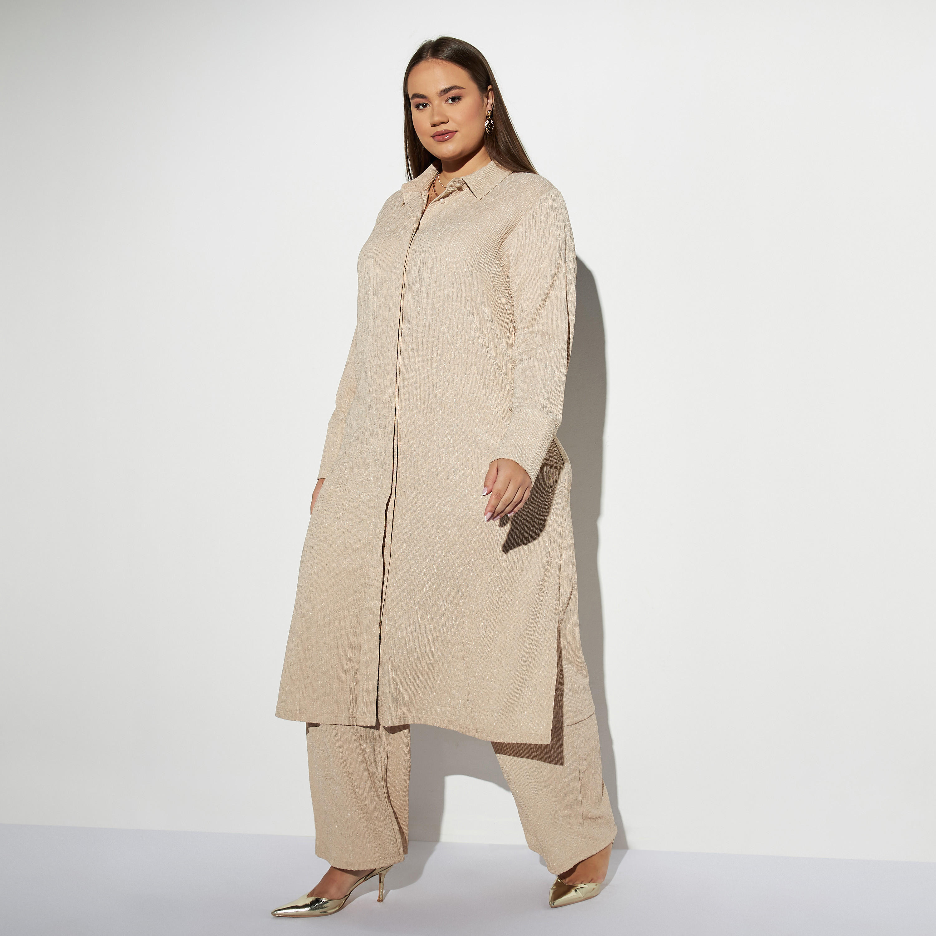 تونيك قميص مقاس كبير بأكمام طويلة وفتحات-women-clothing-dresses-image-3