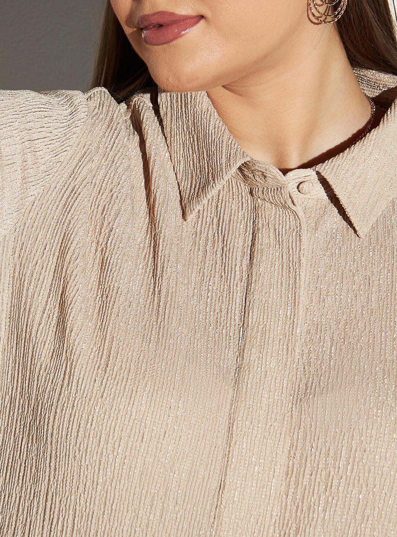 تونيك قميص مقاس كبير بأكمام طويلة وفتحات-women-clothing-dresses-image-1
