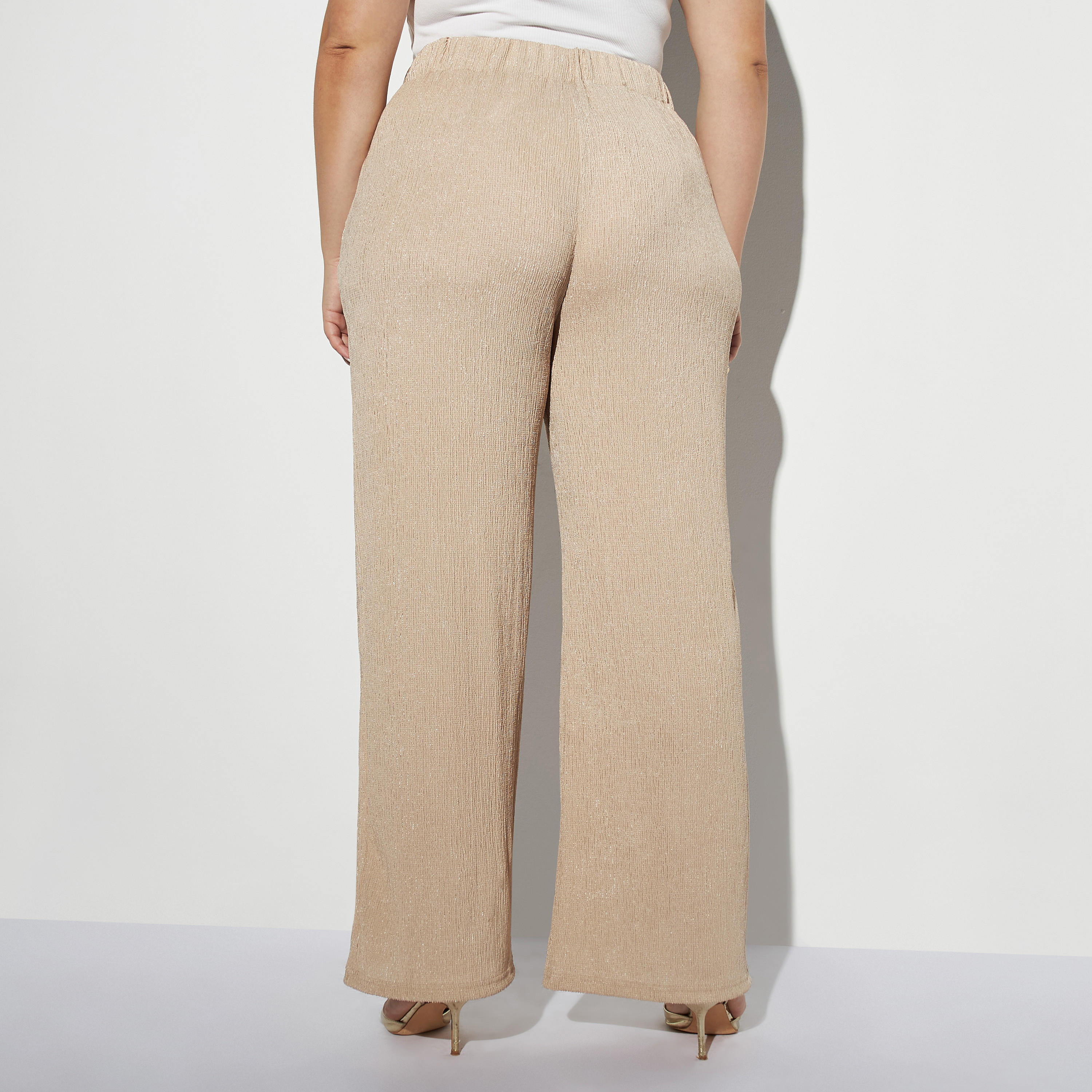 بنطلون واسع الساق مقاس كبير بجيوب ورباط إغلاق-women-clothing-bottoms-trousers-image-2