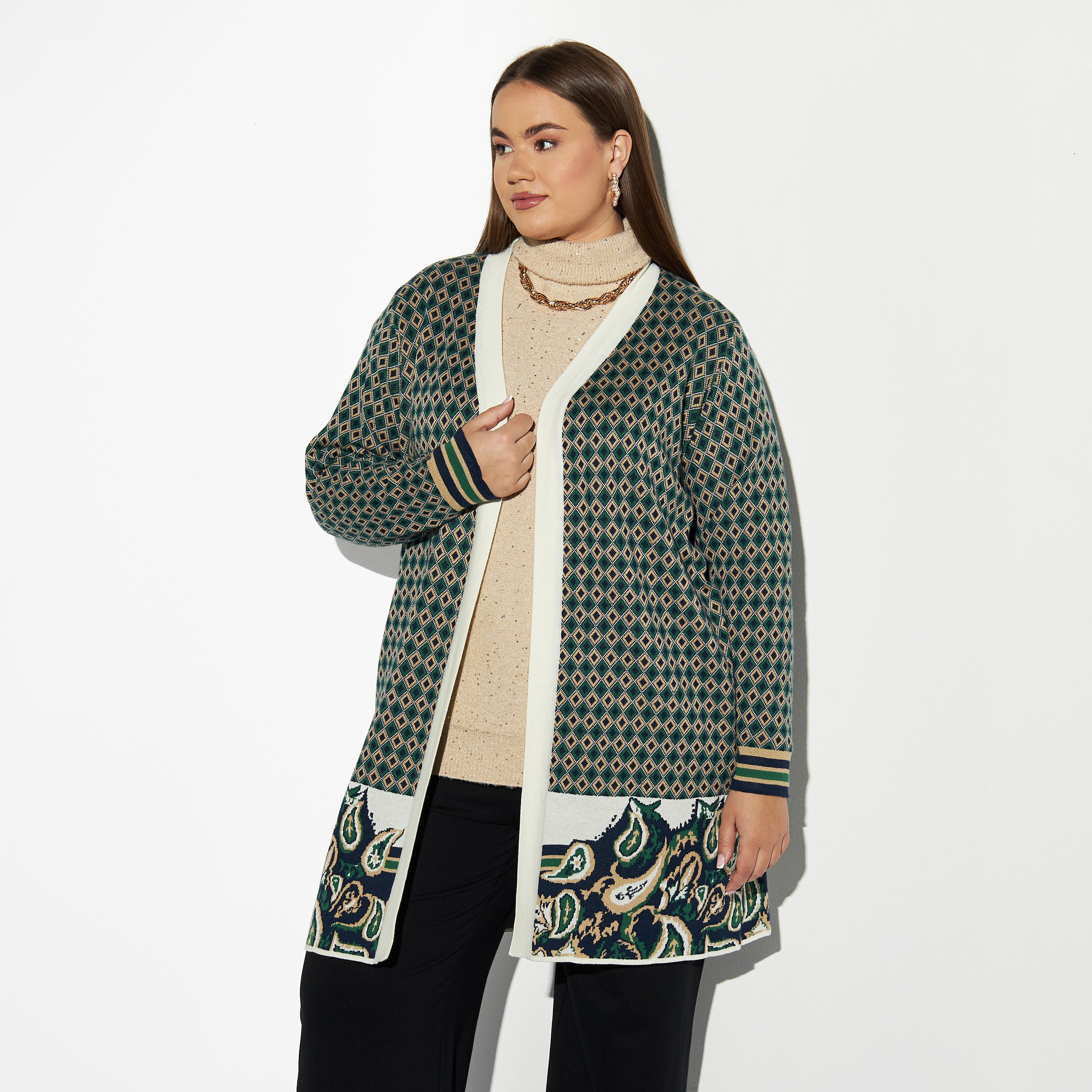 كارديجان بارز الملمس مقاس كبير-women-winterwear-cardigansandjumpers-cardigans-image-4