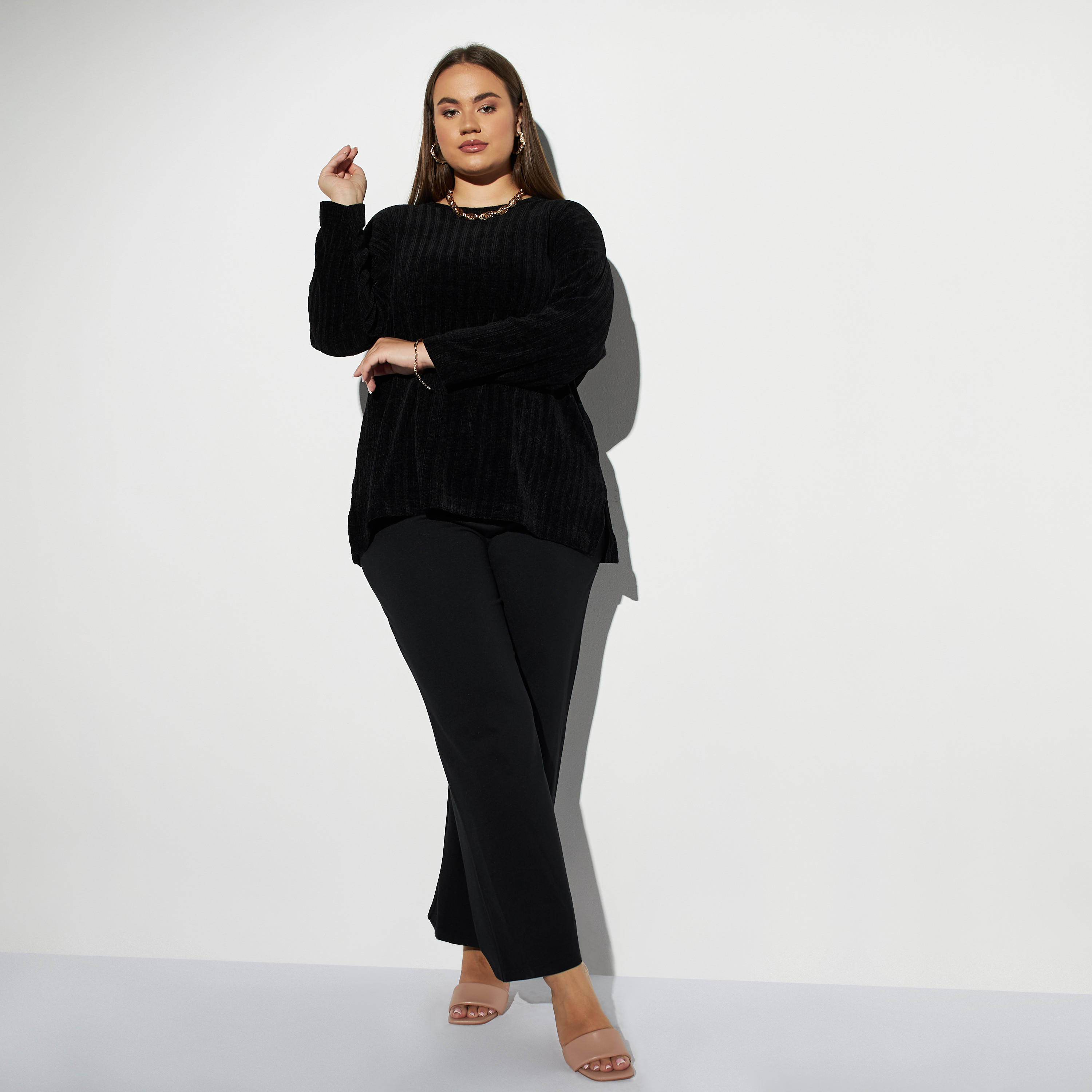 Plus Size Textured Top with Long Sleeves-women-clothing-tshirts-image-2