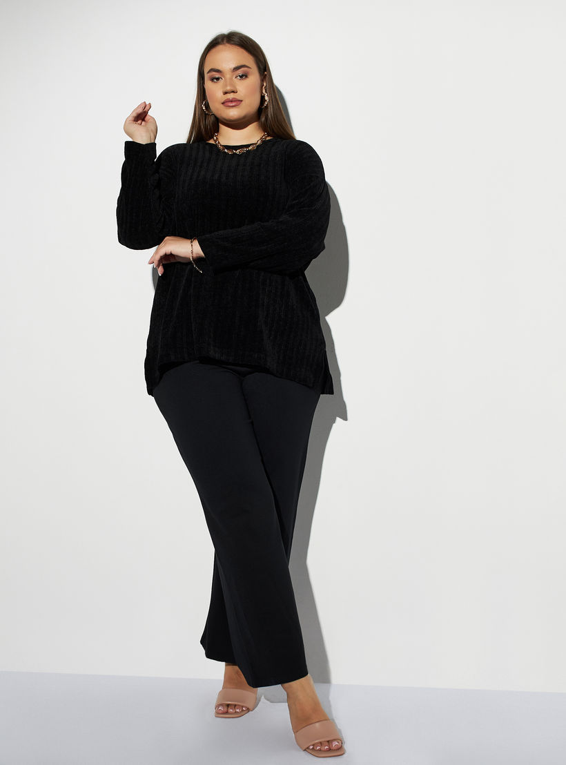 Plus Size Textured Top with Long Sleeves-women-clothing-tshirts-image-2