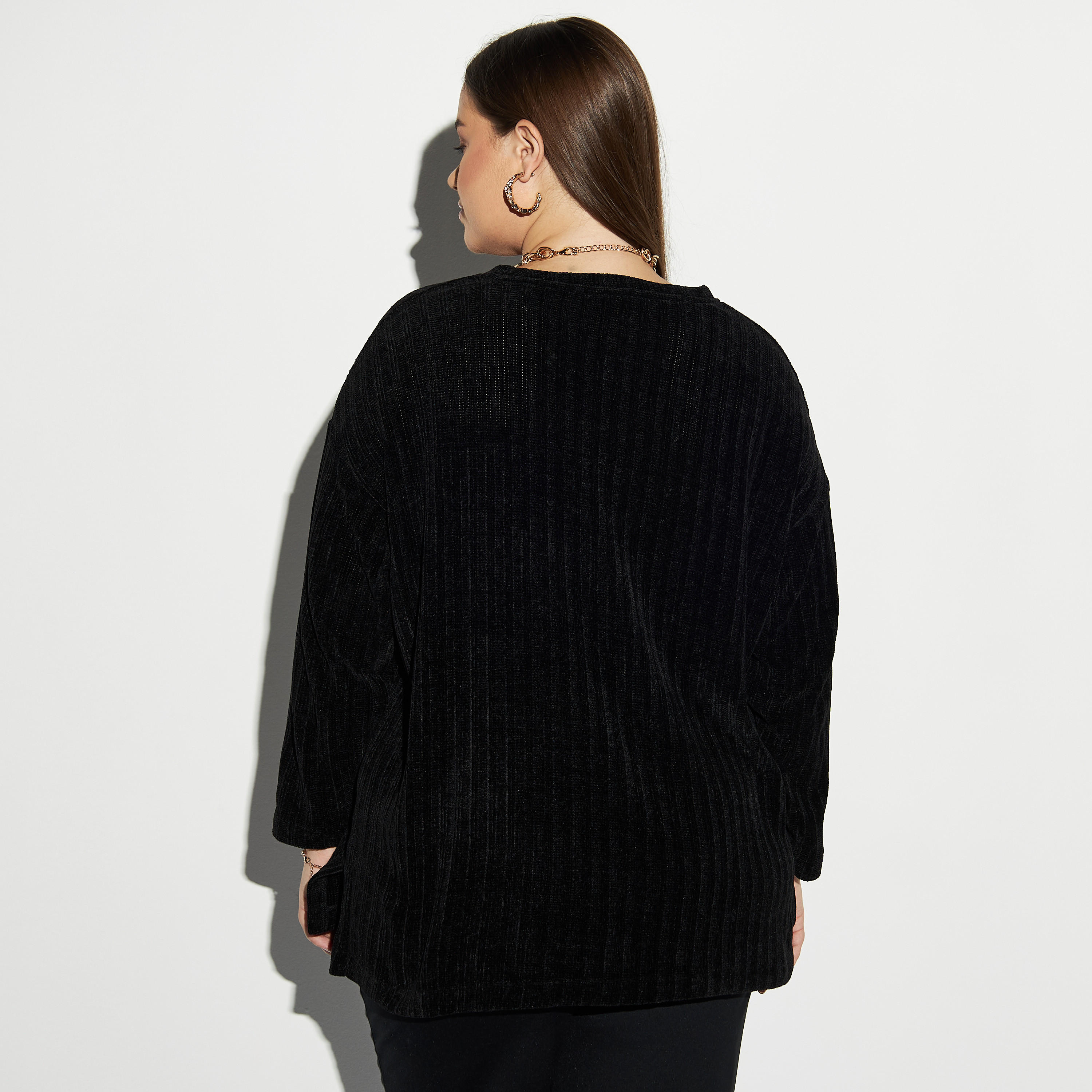 Plus Size Textured Top with Long Sleeves-women-clothing-tshirts-image-3