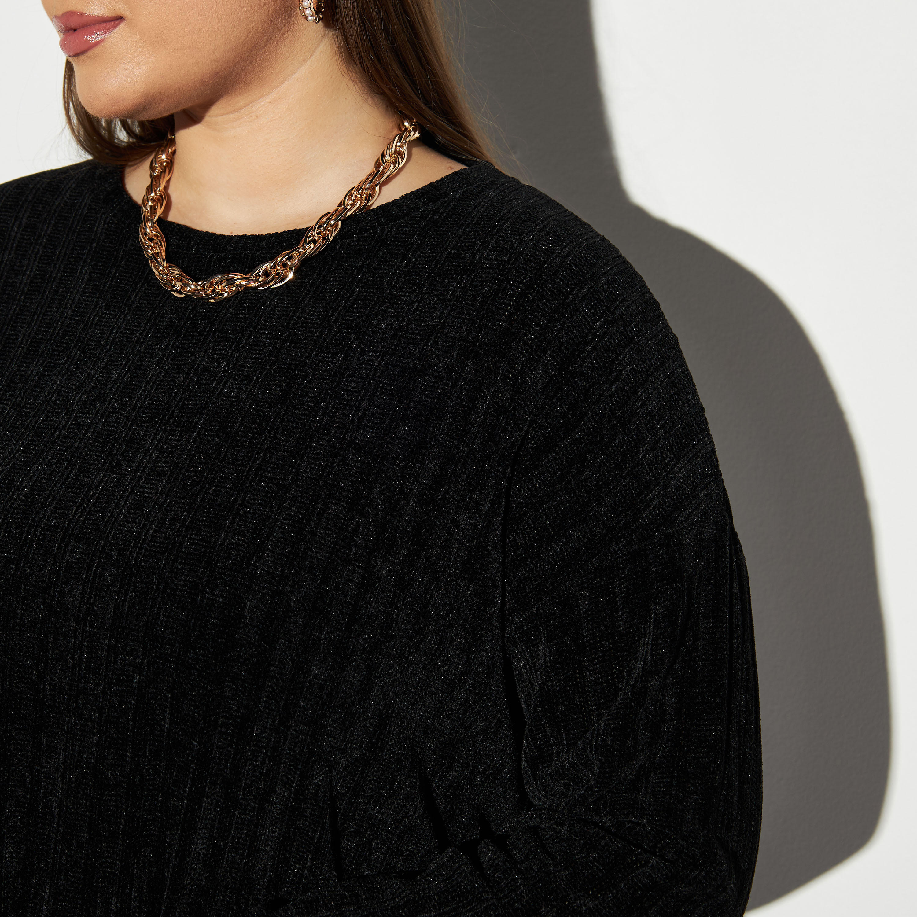 Plus Size Textured Top with Long Sleeves-women-clothing-tshirts-image-4